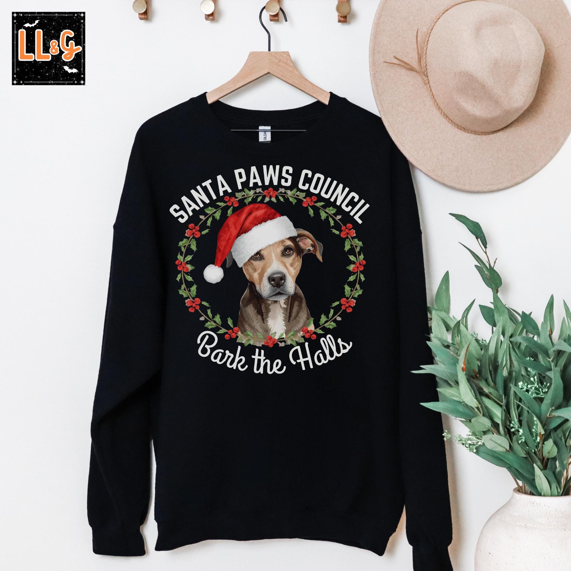 Santa Dog Christmas Crewneck Sweatshirt Cute Ugly Christmas Sweater for Dog Lovers Christmas Gift Plus Sizes Up to 5X Dog Christmas Shirt