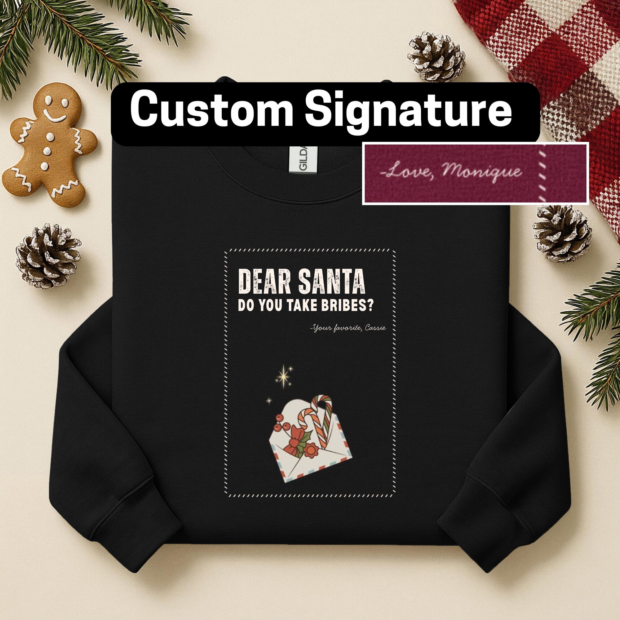 Custom Dear Santa-Do You Take Bribes? Sweater Custom Ugly Christmas Sweater Funny Holiday Sweater Group Ugly Christmas Sweater