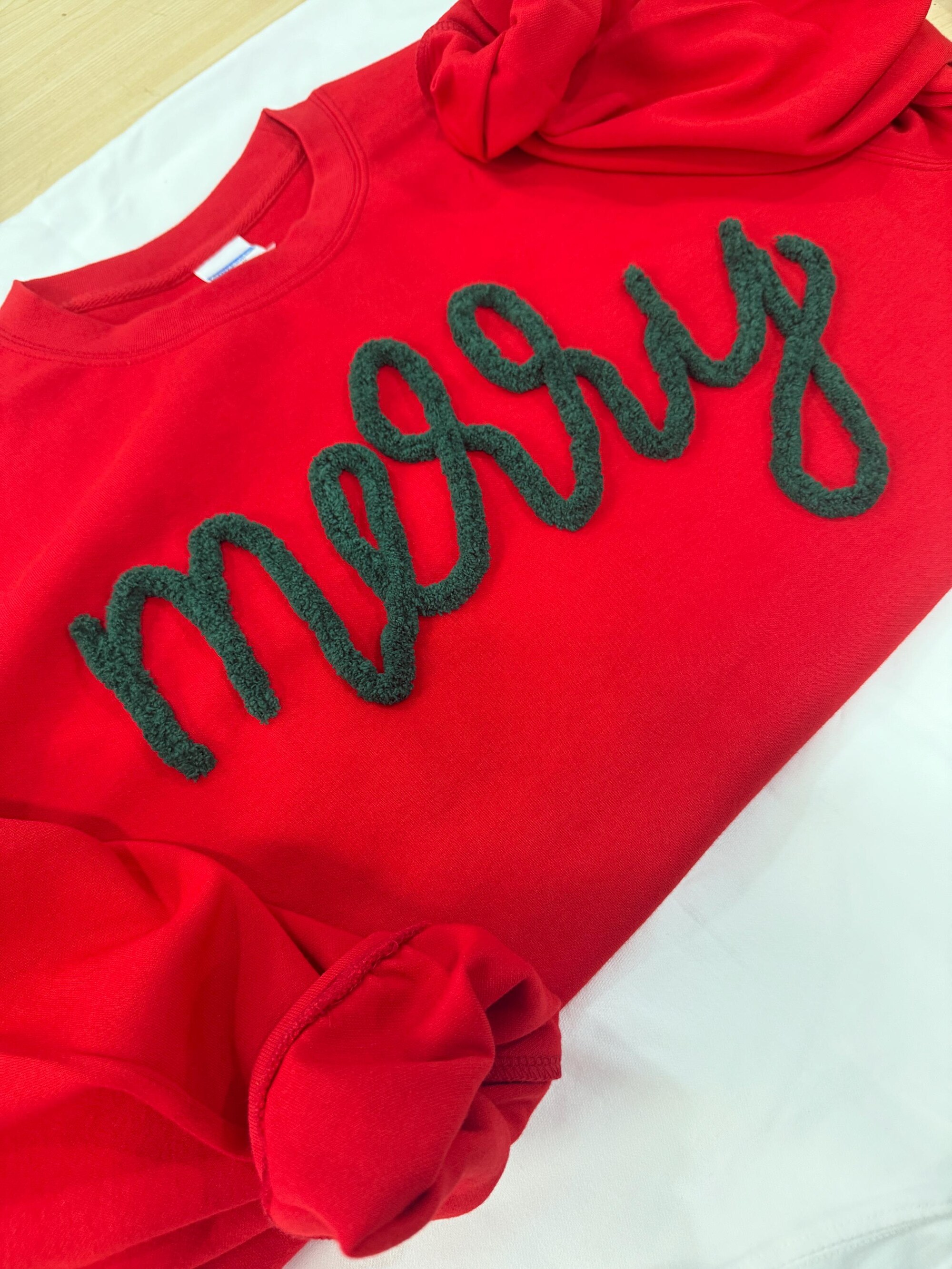 il_2000xN.7280983314_c76w-3.jpg Merry Christmas Chenille Letter Sweatshirt | Holiday Crewneck | Cozy Winter Gift for Her