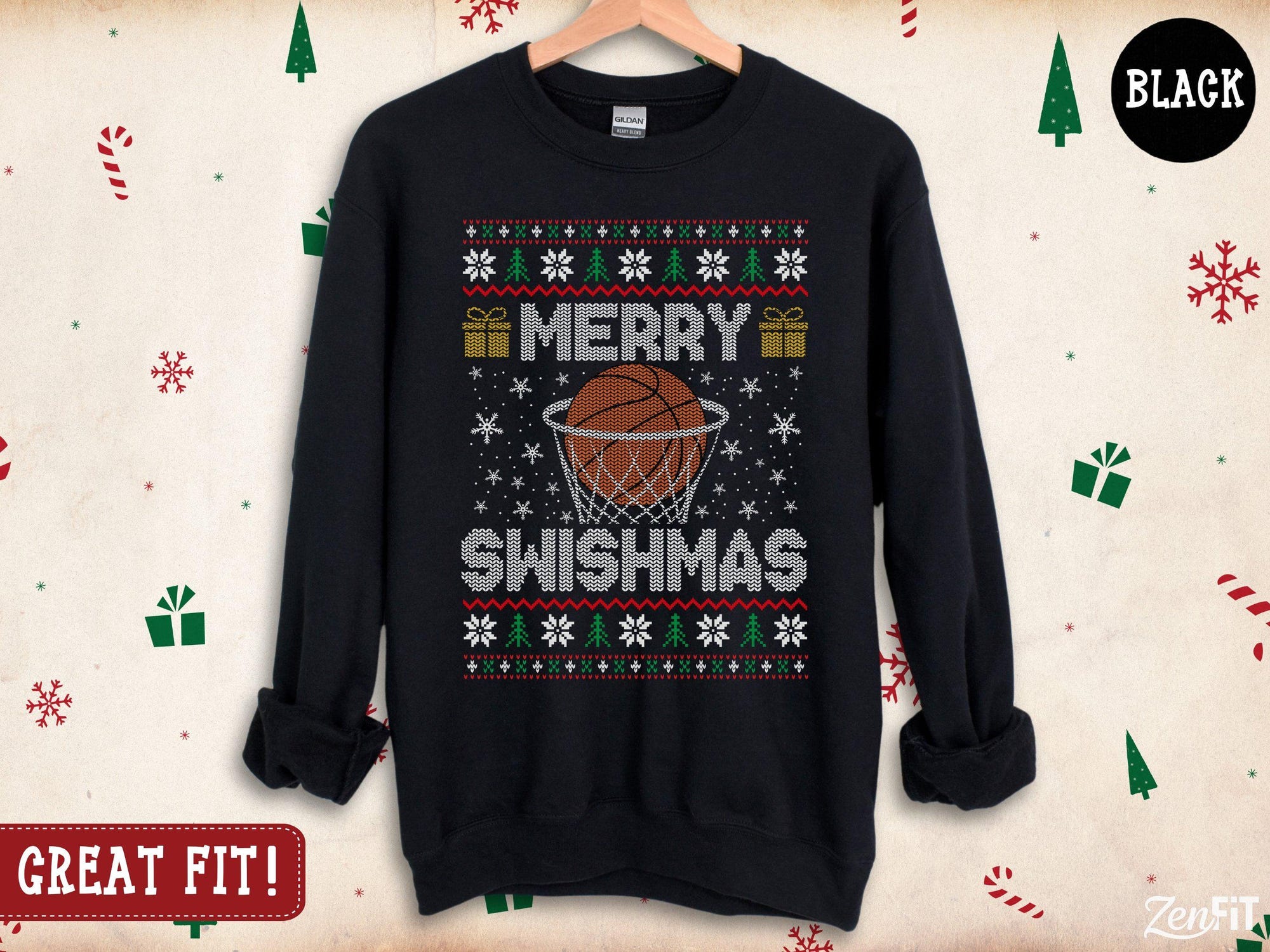 il_2000xN.7281026290_an7t-1.jpg Basketball Christmas Sweatshirt, Merry Swishmas: Cotton and Polyester Blend S-3XL