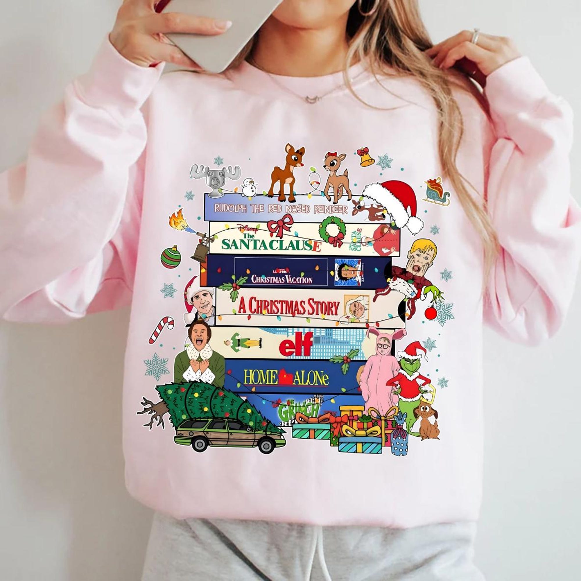 Vintage Christmas Movies Sweatshirt, Christmas Movie Sweatshirt, Movie Night Matching Shirts ,Funny Christmas Movie, Christmas Sweatshirt