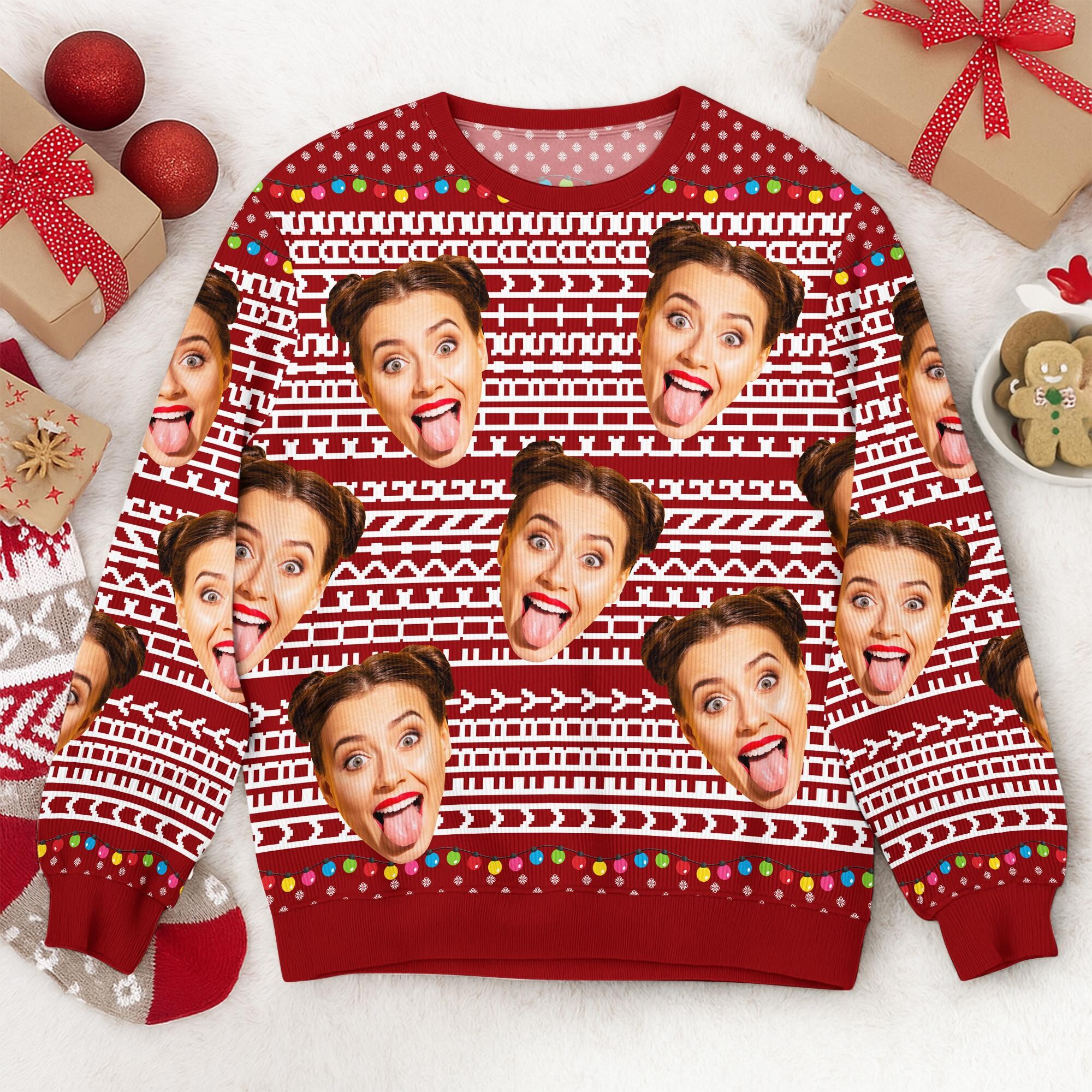Custom Photo Funny Hidden Swear Message Ugly Sweater, Gifts for Best Friend Coworker Manager, F*ck This Sh*t Office Humor, Retirement Gifts