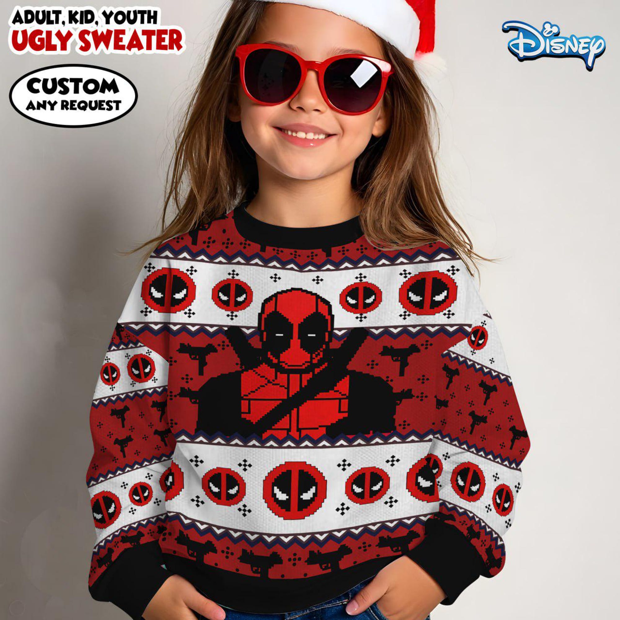 il_2000xN.7281747860_w3b7.jpg Christmas Deadpool Sweater, Deadpool Ugly Christmas Sweater, Xmas Party Gift For Women Men Kid, Superhero Holiday Sweater