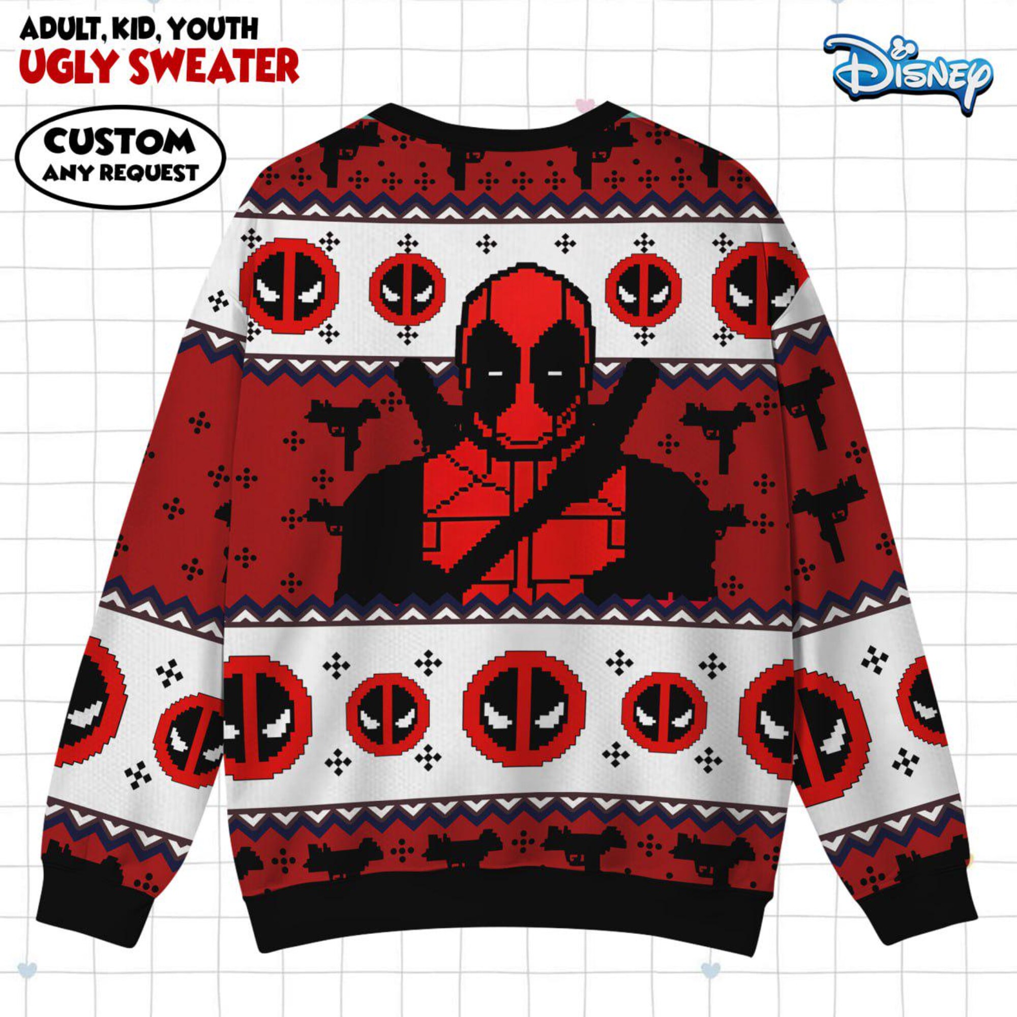 il_2000xN.7281747864_mzxj.jpg Christmas Deadpool Sweater, Deadpool Ugly Christmas Sweater, Xmas Party Gift For Women Men Kid, Superhero Holiday Sweater