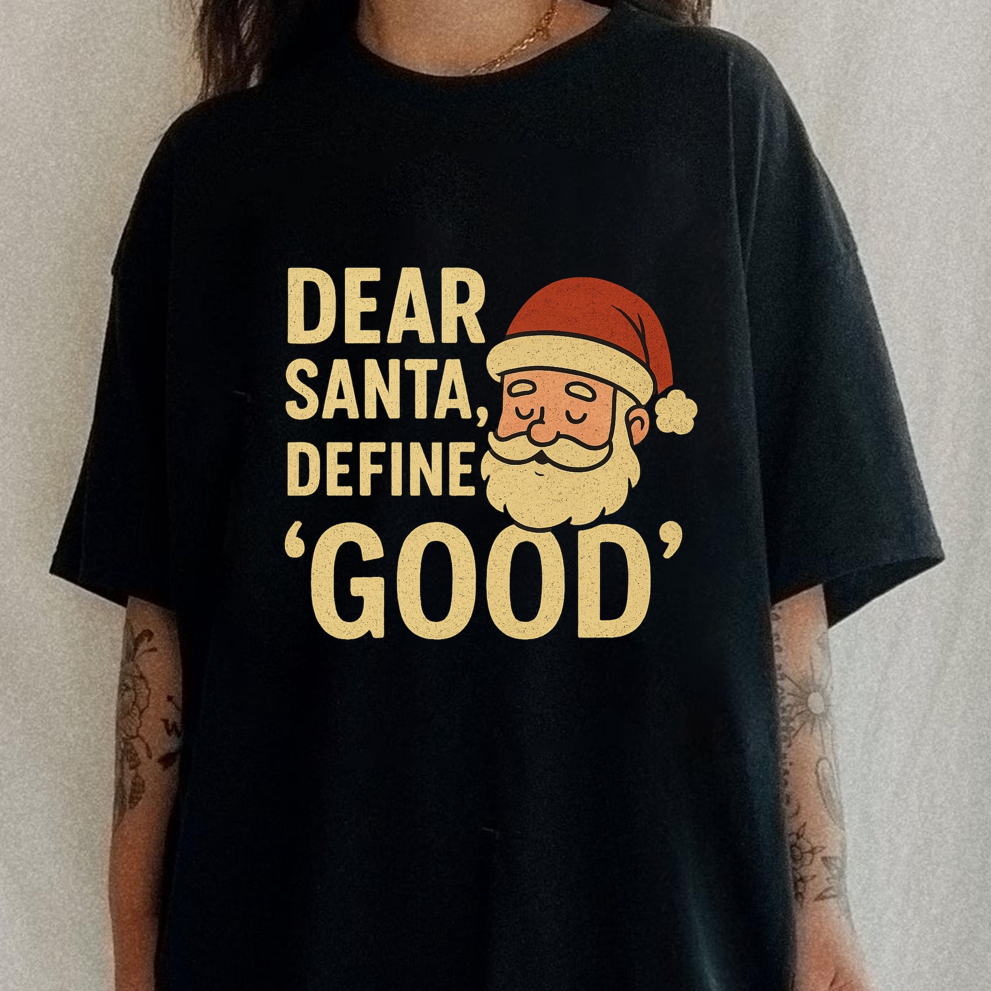 il_2000xN.7281864836_bpr5-2.jpg Comfort Colors ® Dear Santa Define Good Christmas Shirt, Funny Santa Sweatshirt, Holiday Humor Xmas Tee, Naughty or Nice Gift Idea, Bandana