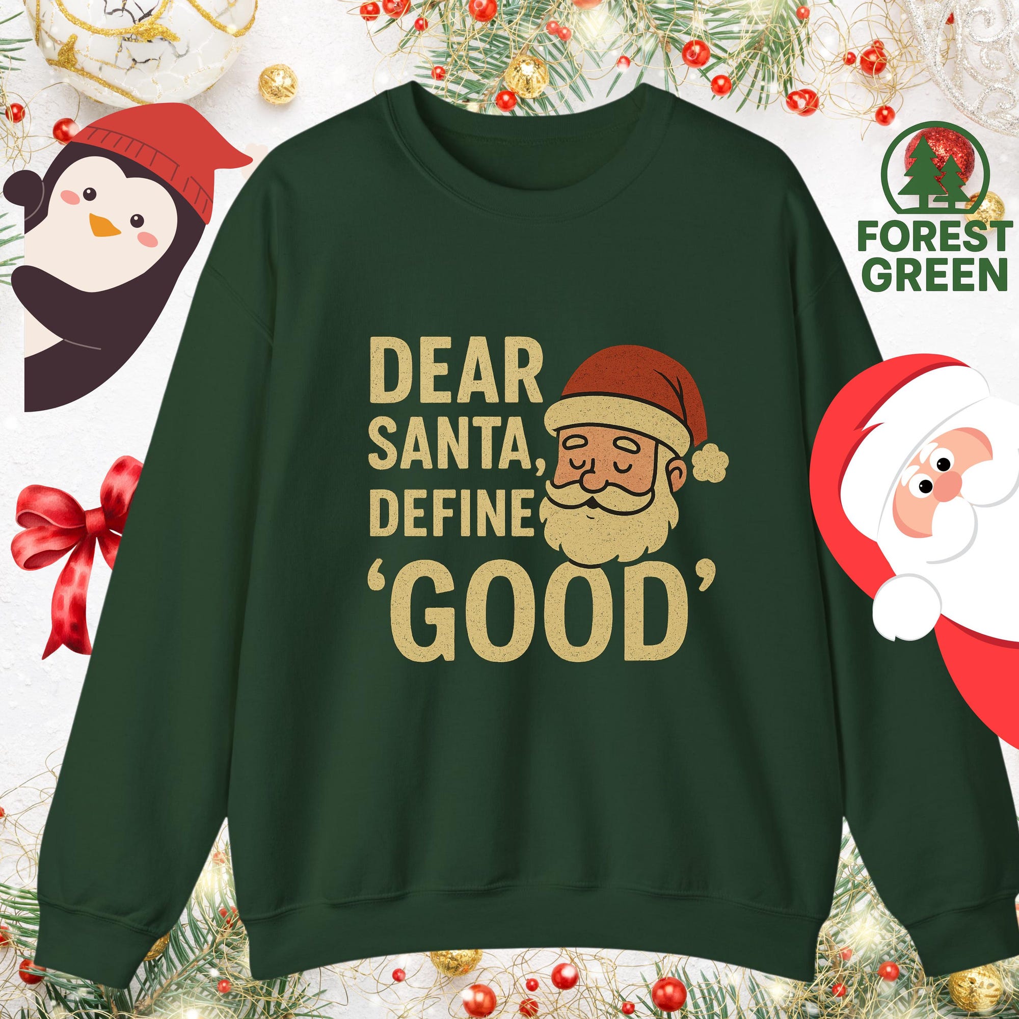 Comfort Colors ® Dear Santa Define Good Christmas Shirt, Funny Santa Sweatshirt, Holiday Humor Xmas Tee, Naughty or Nice Gift Idea, Bandana
