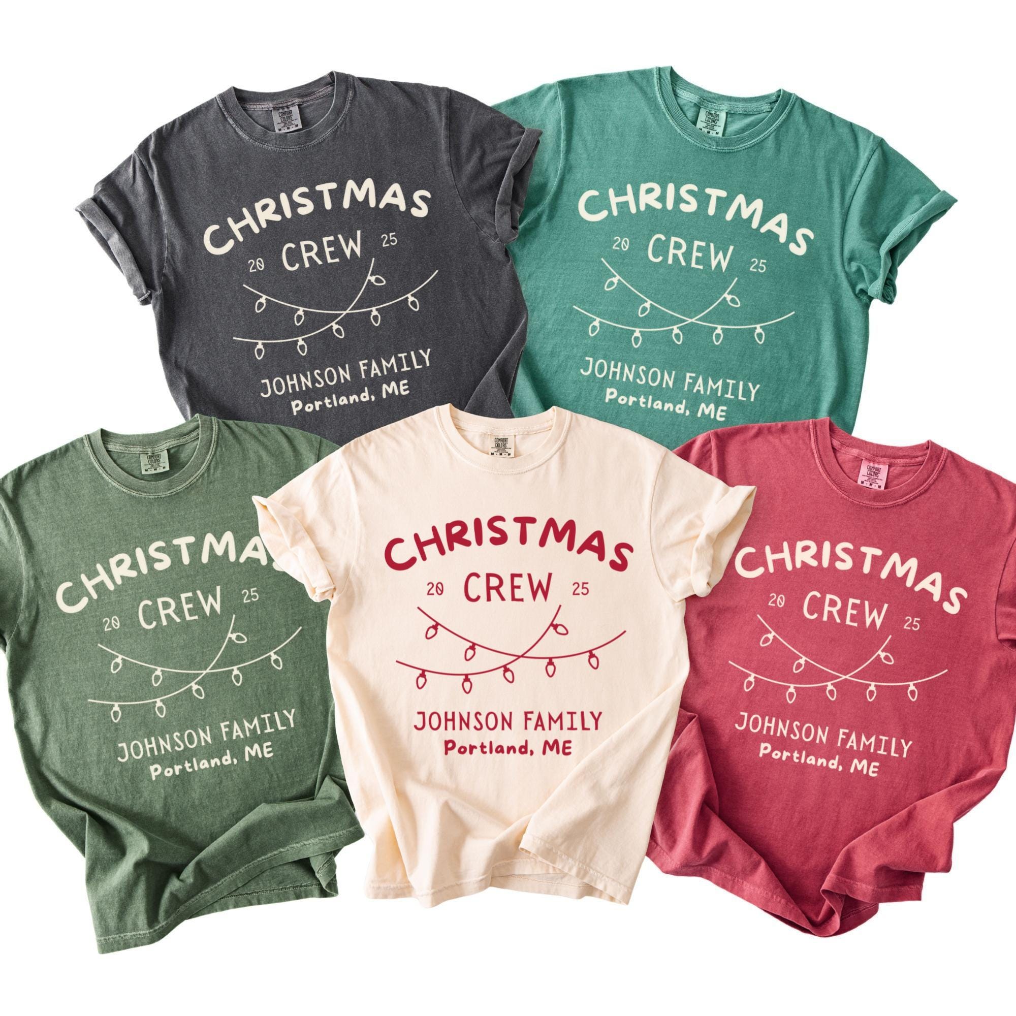 Custom Matching Family Christmas Shirts Comfort Colors, Family Name Christmas Tees, Group Christmas Shirts, Christmas Crew 2025 Shirts