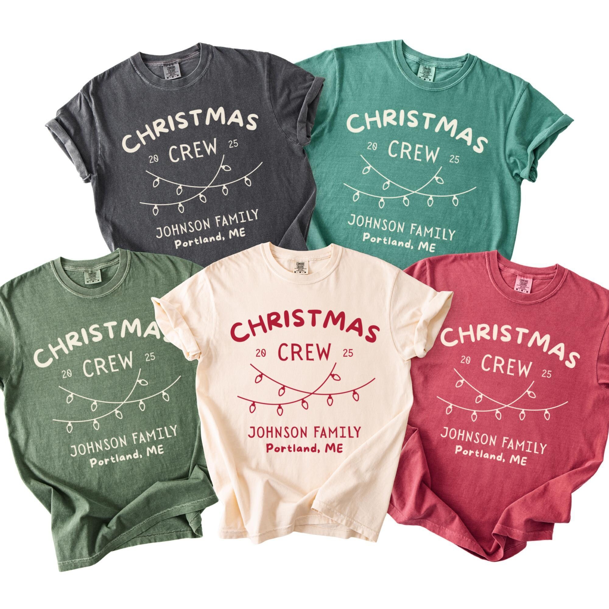 Custom Matching Family Christmas Shirts Comfort Colors, Family Name Christmas Tees, Group Christmas Shirts, Christmas Crew 2025 Shirts