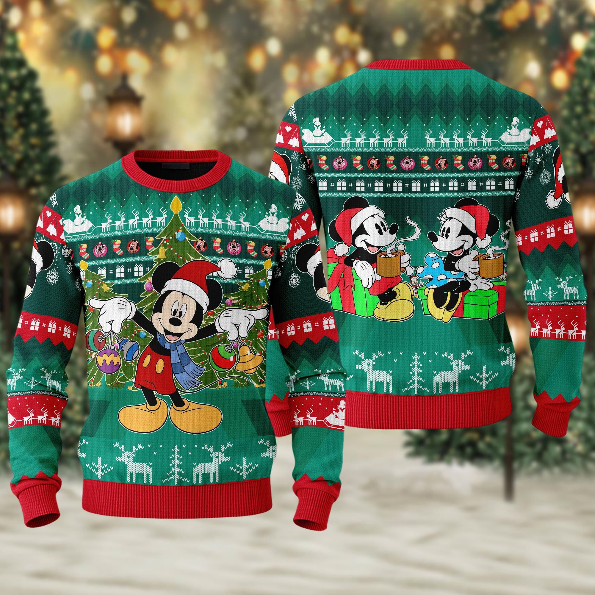 Mickey Mouse With Xmas Tree Ugly Christmas Sweater, Mouse Christmas Xmas Sweater, Mickey Holiday Gift, Christmas Gift For Men Women Kid