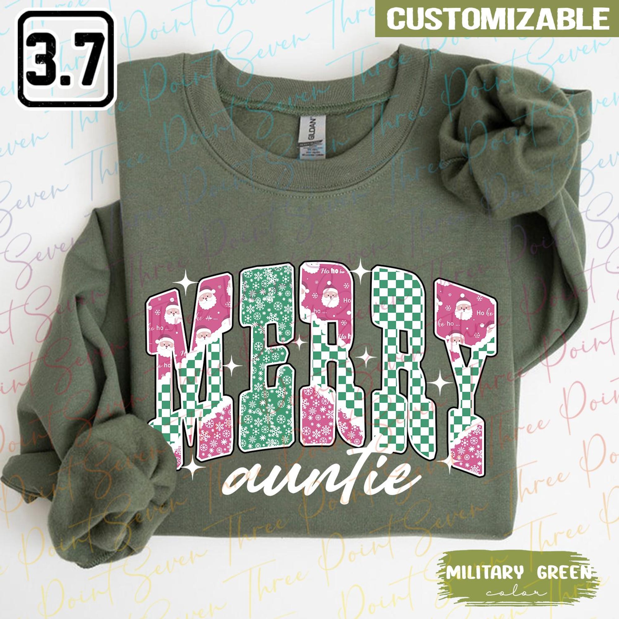 il_2000xN.7283072181_fyb8-1.jpg Personalized Merry Auntie Sweatshirt, Christmas Gift For Aunt, Santa Checkerboard Holiday Sweatshirt TN1056-9