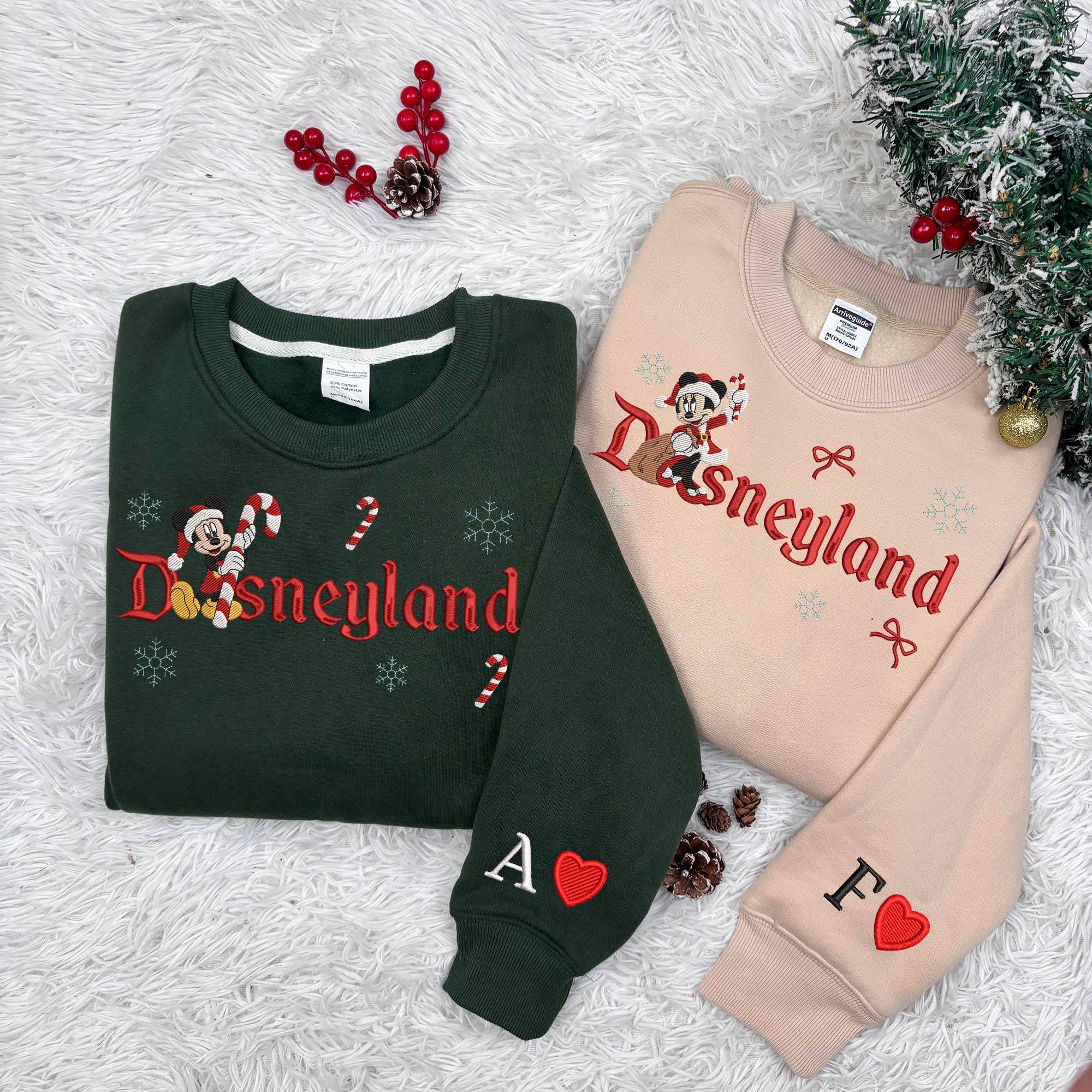 il_2000xN.7283233671_cdwg.jpg Magical Land Christmas Embroidered Crewneck, Mouse Couple Embroidered Sweatshirt, Matching Couple Xmas Shirt, Christmas Gift