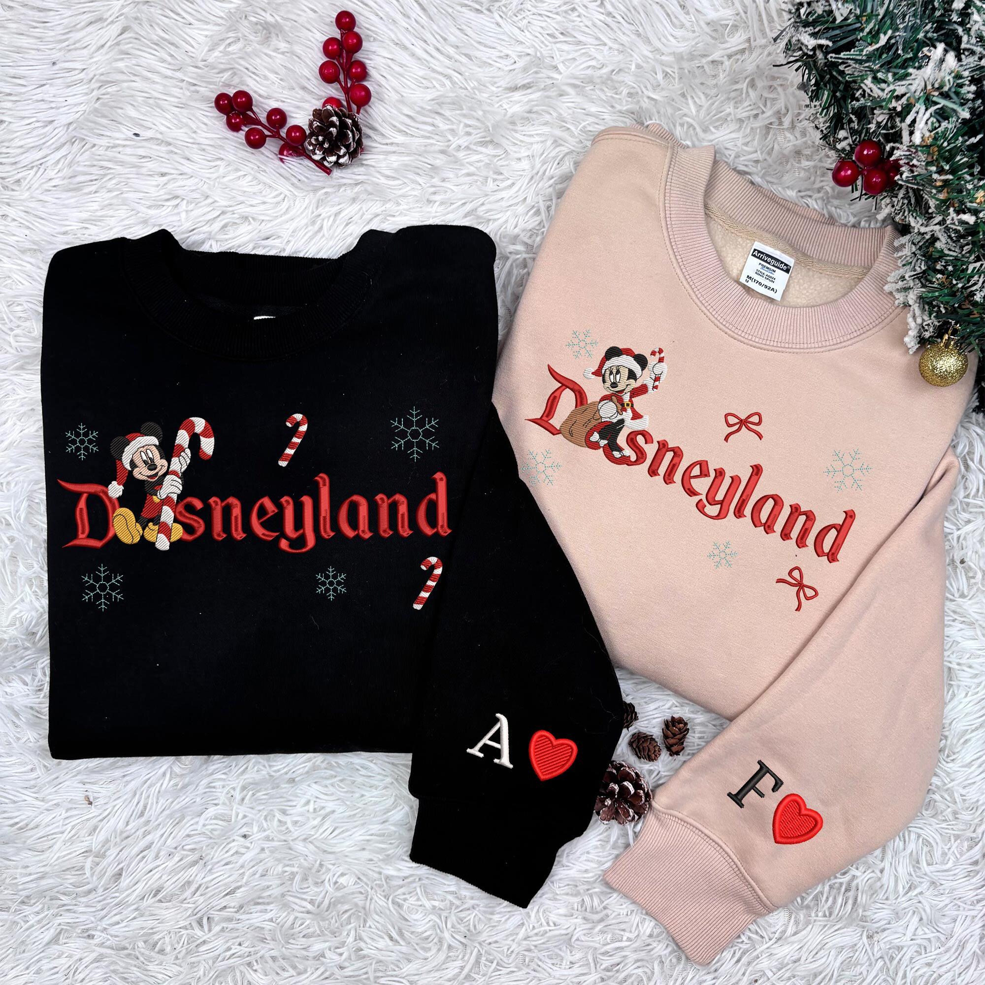 il_2000xN.7283233679_34jx-1.jpg Magical Land Christmas Embroidered Crewneck, Mouse Couple Embroidered Sweatshirt, Matching Couple Xmas Shirt, Christmas Gift