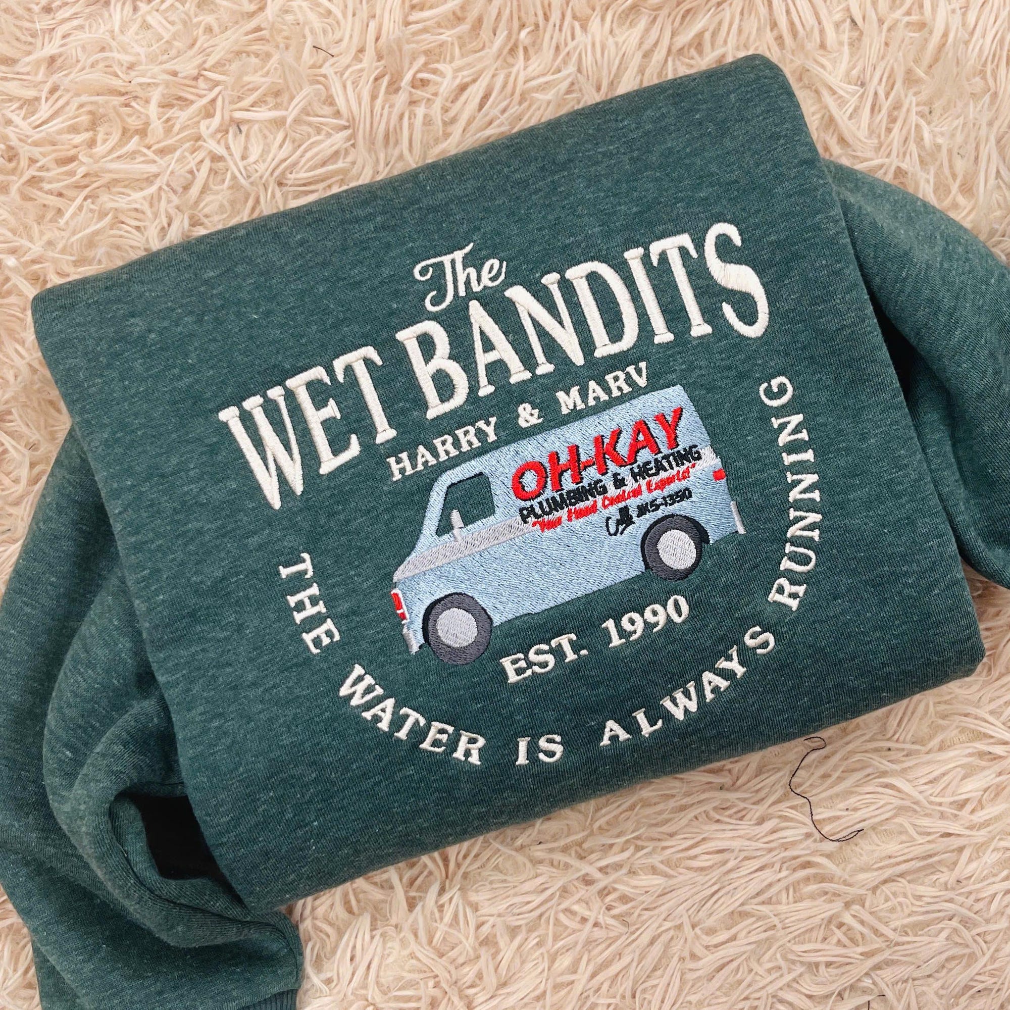 Embroidered Wet Bandits Plumbing Co Sweatshirt: Holiday Movie Lover Gifts, Funny Christmas Movie Crewneck