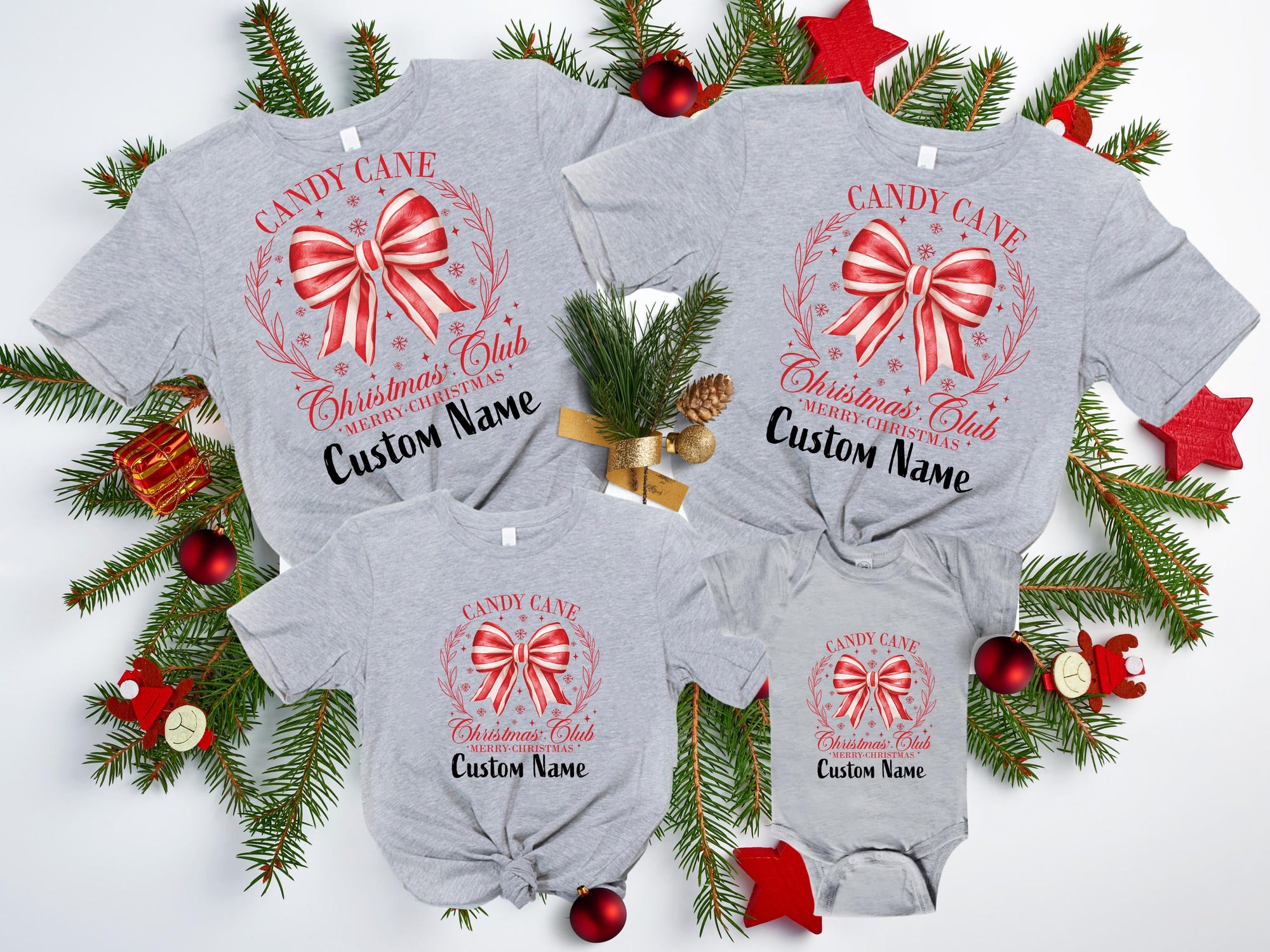 Personalized Candy Cane Christmas Club Shirts, Holiday Tshirts, Women’s Xmas Tee, Christmas Candy Tshirt, Matching Family Christmas Tees