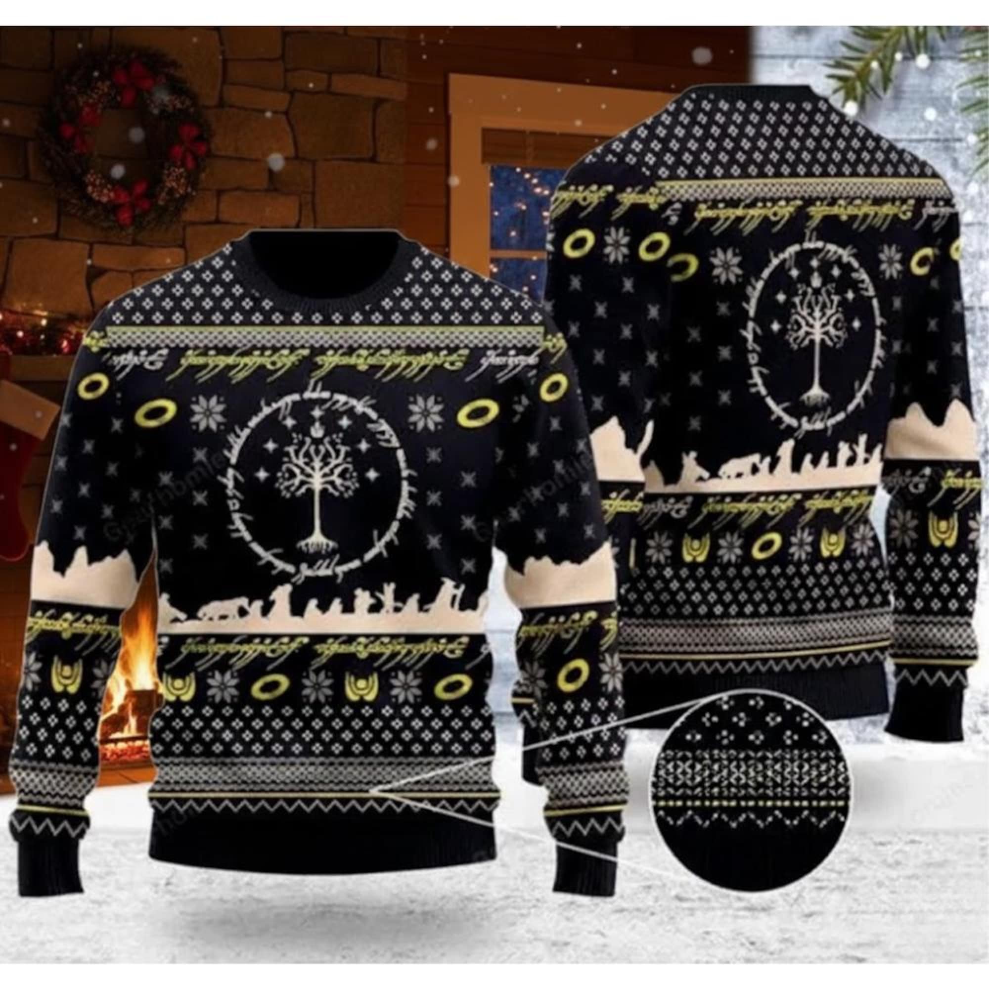 Movie Ugly Sweater, Eye Lord Xmas Sweater, Game Sweater Lord Fans Tee, LOTR One Mordor Christmas Ugly Sweater, Lotr Ugly Sweater Knitted