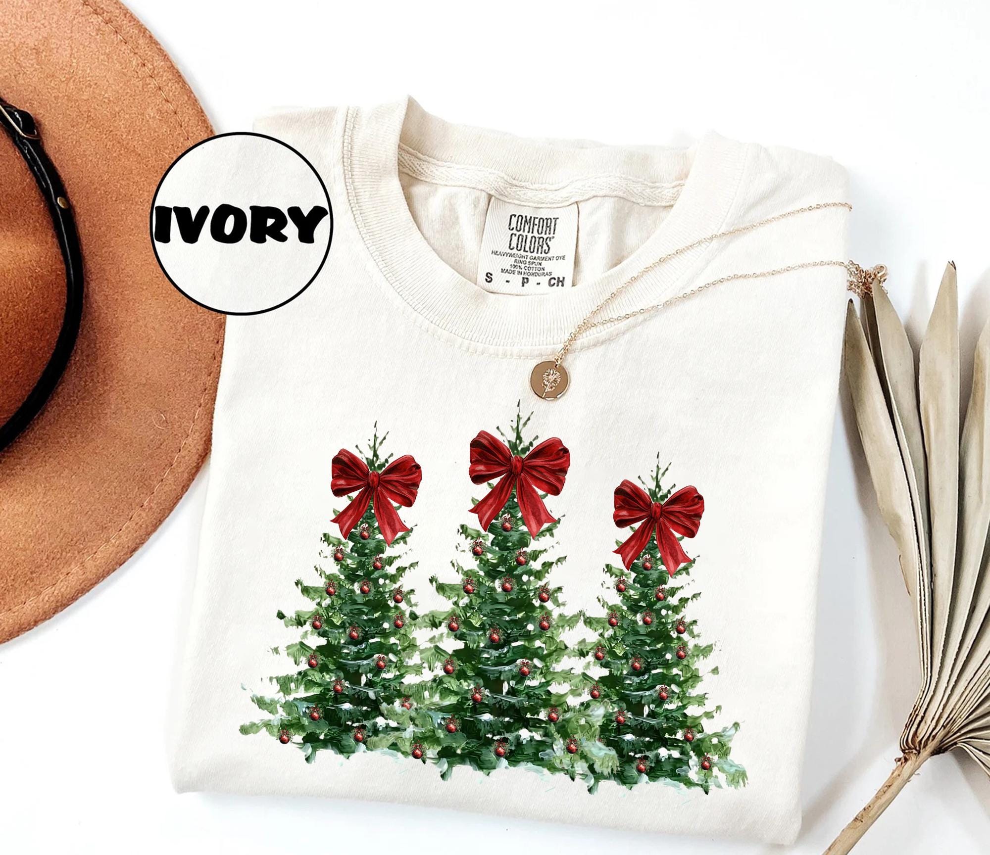 il_2000xN.7286755389_58e3.jpg Comfort Colors® Woman's Holiday Shirt, Women's Xmas Tee, Christmas Sleigh Crewneck, Christmas Tree Tee, Xmas Tree, Women's Christmas T-shirt