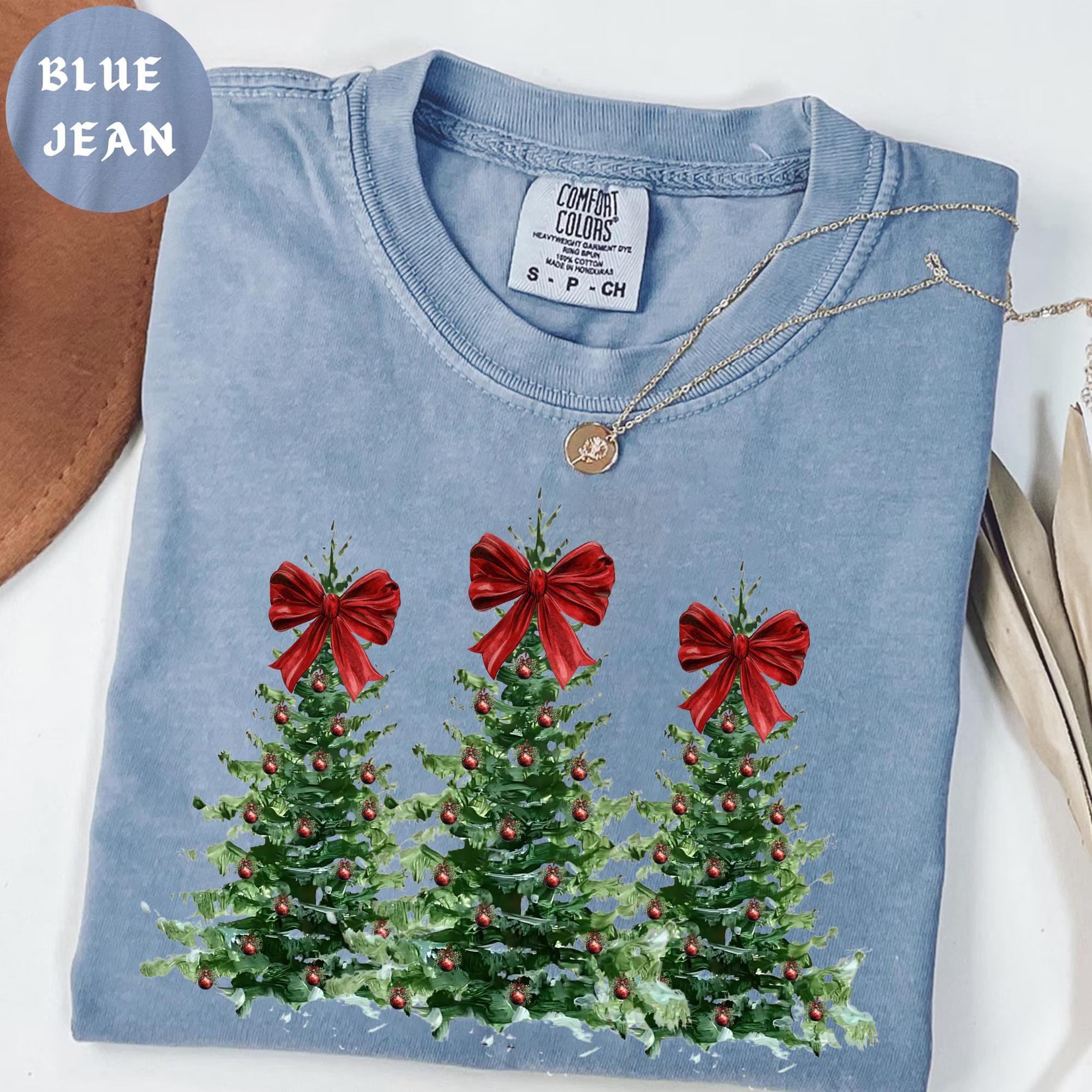 il_2000xN.7286755589_6okz.jpg Comfort Colors® Woman's Holiday Shirt, Women's Xmas Tee, Christmas Sleigh Crewneck, Christmas Tree Tee, Xmas Tree, Women's Christmas T-shirt