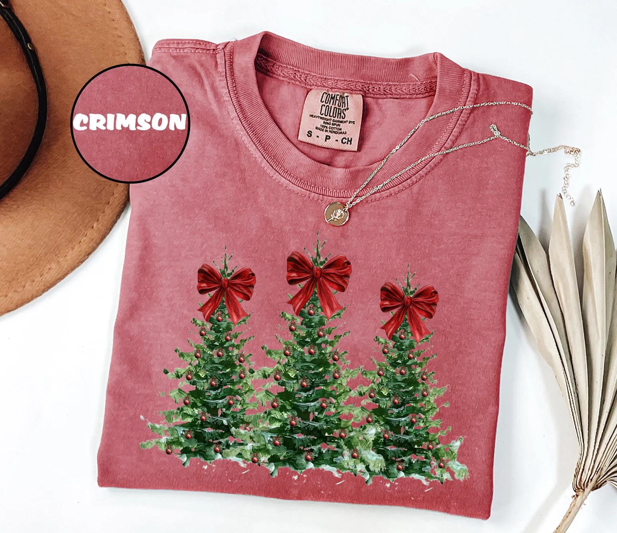 il_2000xN.7286755955_5moi.jpg Comfort Colors® Woman's Holiday Shirt, Women's Xmas Tee, Christmas Sleigh Crewneck, Christmas Tree Tee, Xmas Tree, Women's Christmas T-shirt