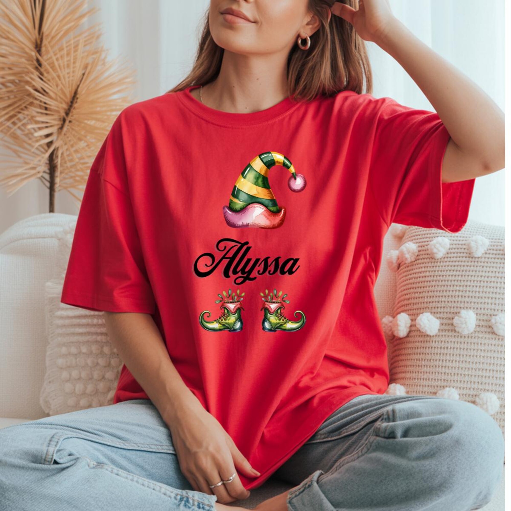 Personalized Elf Name Christmas T-Shirt: Matching Family Holiday Tee