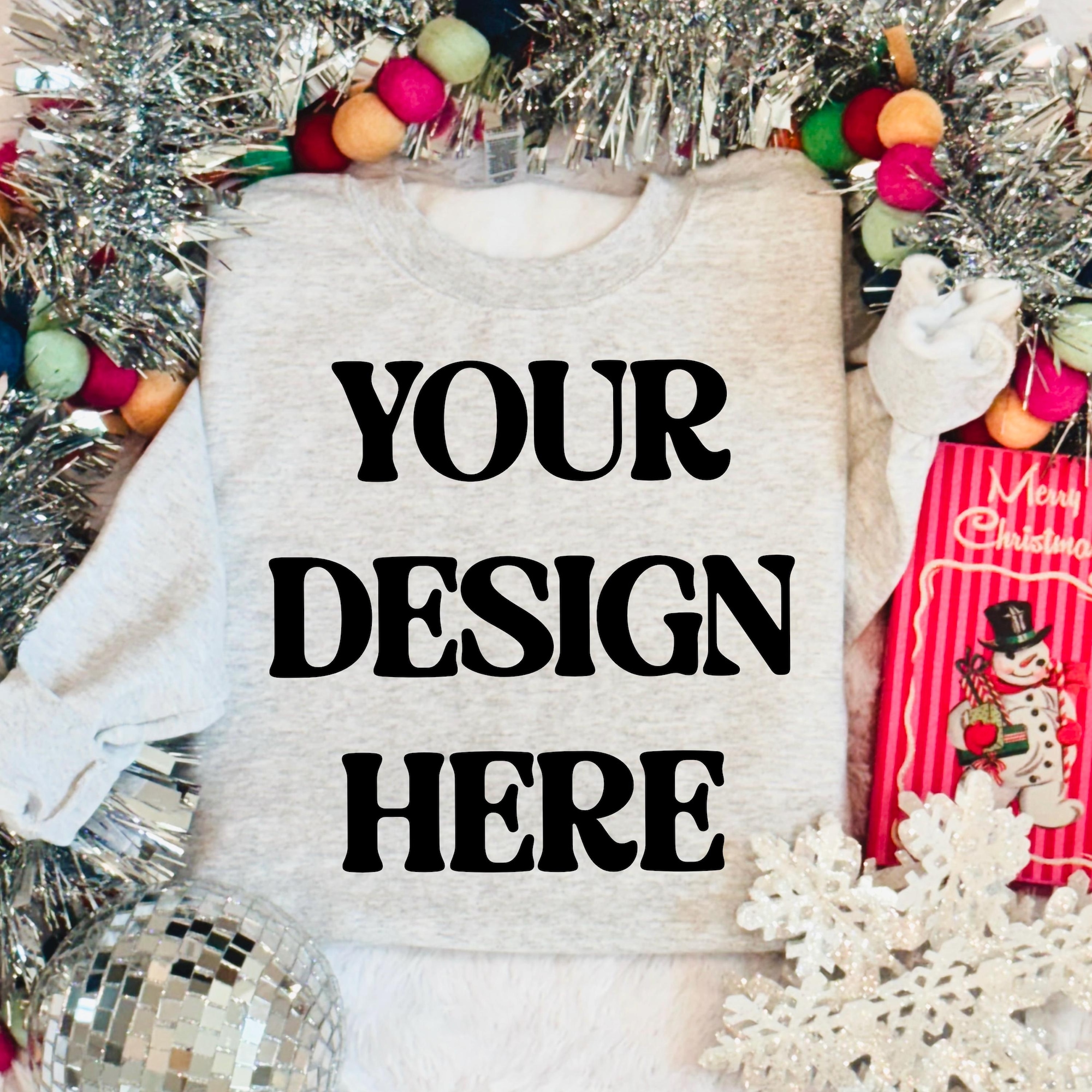 Shirt Mockup – Gildan Sweatshirt Mockup  – Vintage Christmas Mockup –  Christmas Mockup-  Preppy Mockup-  Ash Sweatshirt Mockup