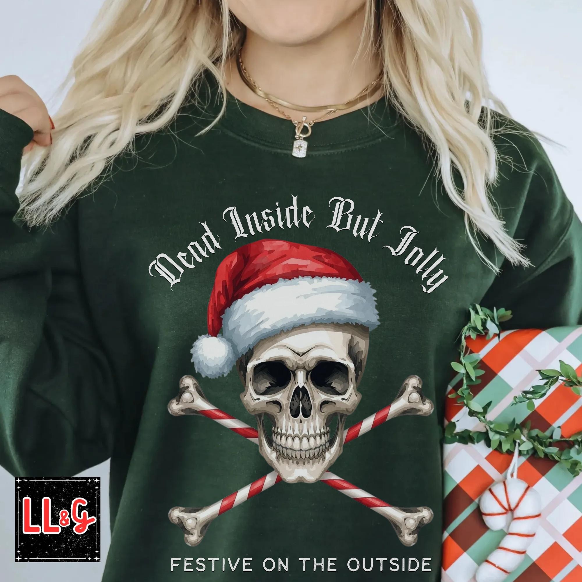 Santa Skeleton Shirt Gothic Christmas Sweatshirt Creepmas Scary Christmas Shirt Dark Christmas Gifts Goth Clothing Sarcastic Shirts Up to 5X