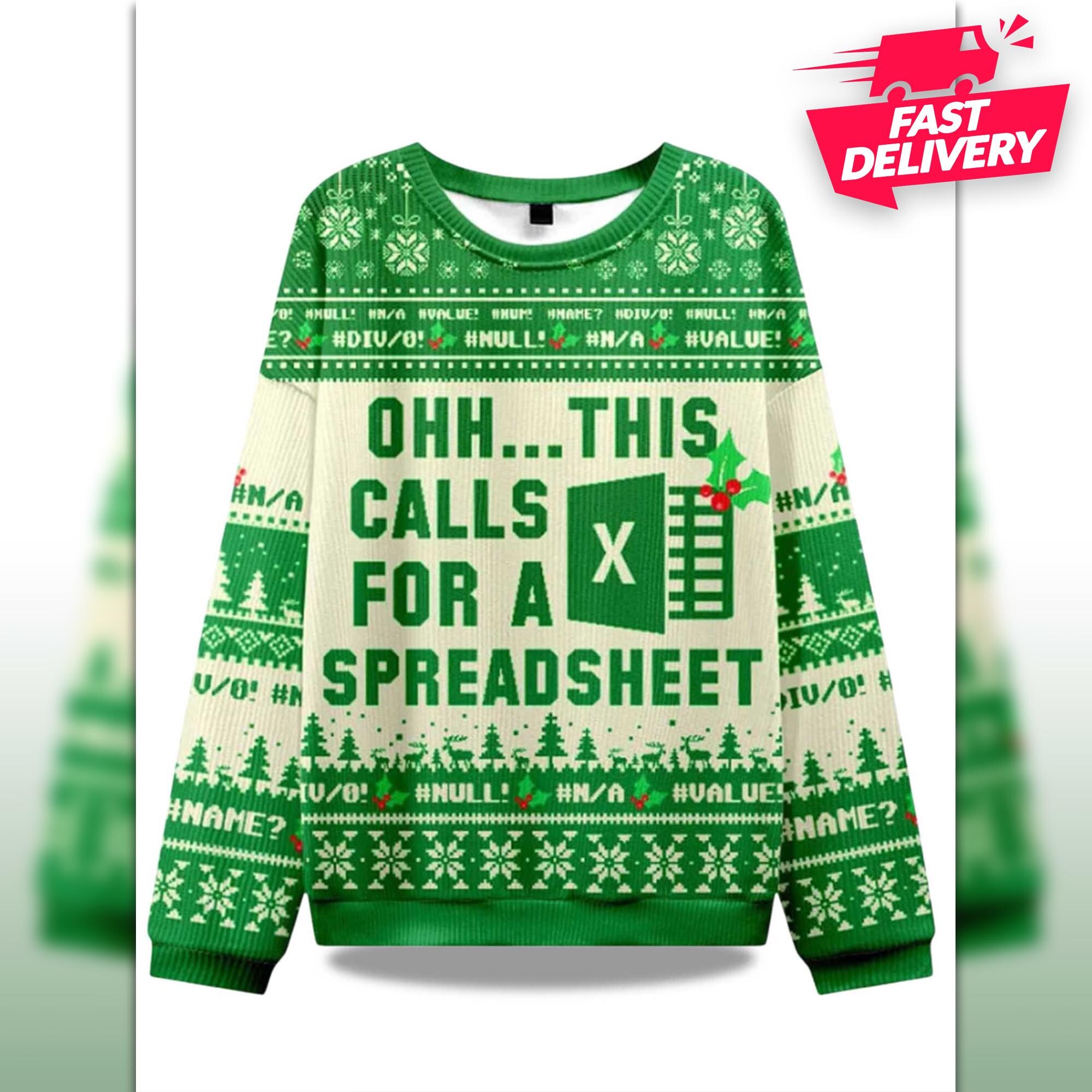 Ohh This Calls For A Spreadsheet Christmas Ugly Sweater, Family Matching Outfit, Friends Party, Hoodie Xmas Gift For Dad, Boyfriend Hoodie