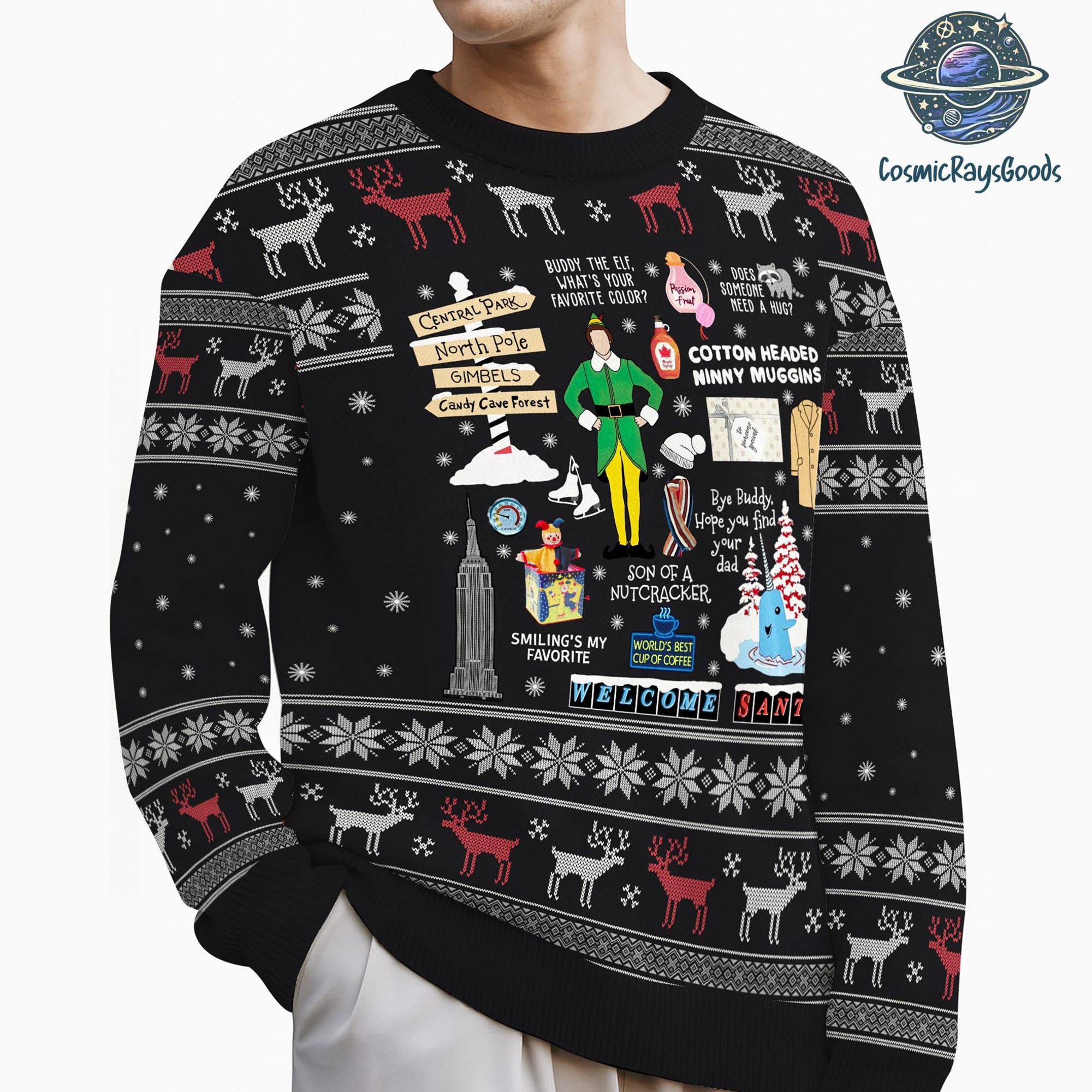 il_2000xN.7288043059_4dqx-1.jpg Buddy The Elf Ugly Christmas Sweater, Elf Movie Christmas Sweater, Christmas Xmas Gifts, Christmas Movie, Buddy Hobbs Elf Christmas Sweater
