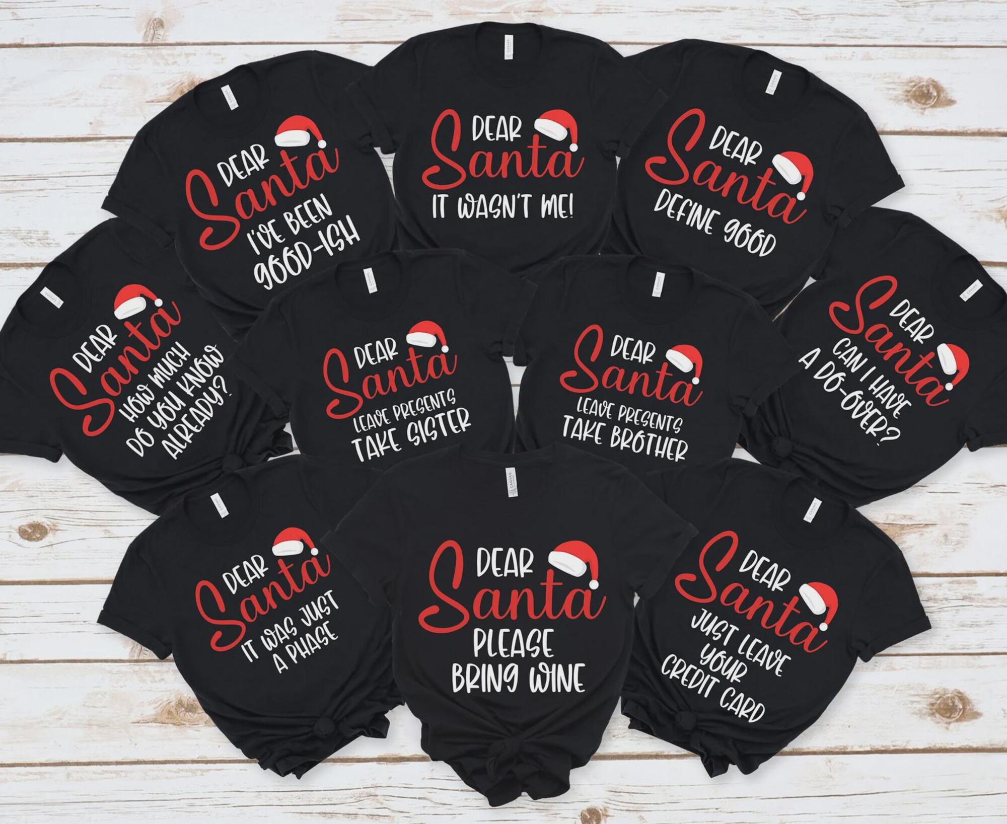 Funny Matching Christmas Pajama Shirts: Dear Santa Family Tees