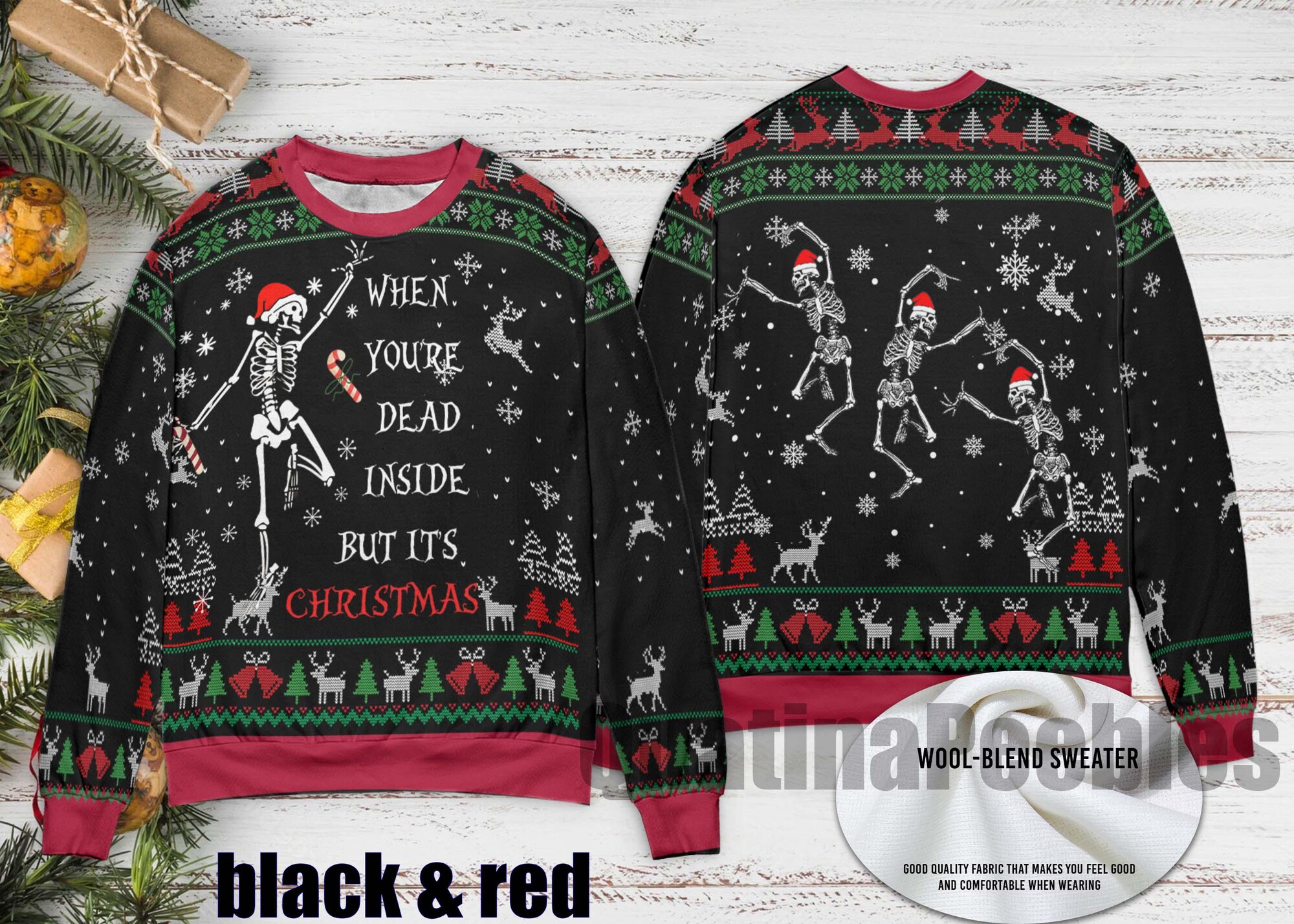 il_2000xN.7290291557_52vc.jpg Dancing Santa Skeleton Christmas Ugly Sweater,Dancing Skeleton Christmas Ugly Sweater,Family Ugly Christmas Sweater,Funny Sweater for Family