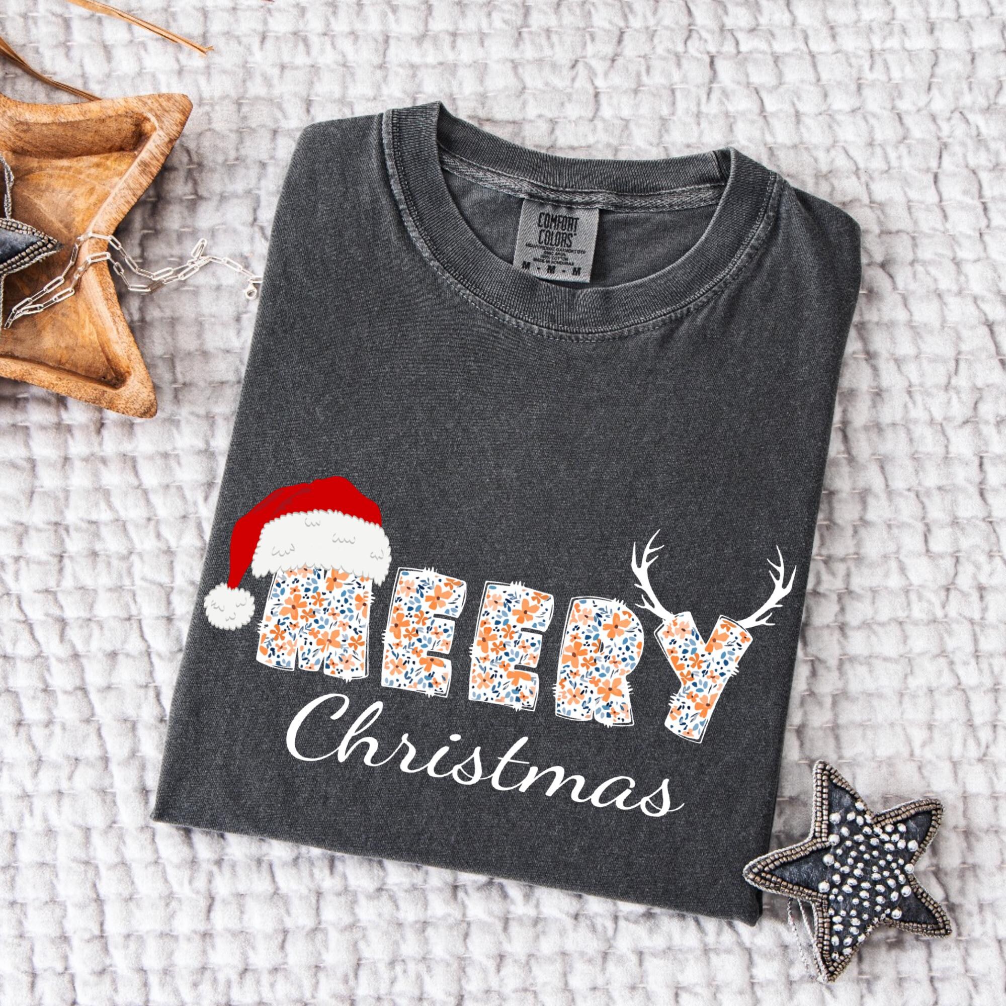 il_2000xN.7291450049_f3j7-1.jpg Merry Christmas Comfort Shirt,Retro Women's Holiday Shirt,Trendy Xmas Tshirt,Winter Gift Shirt for Her,