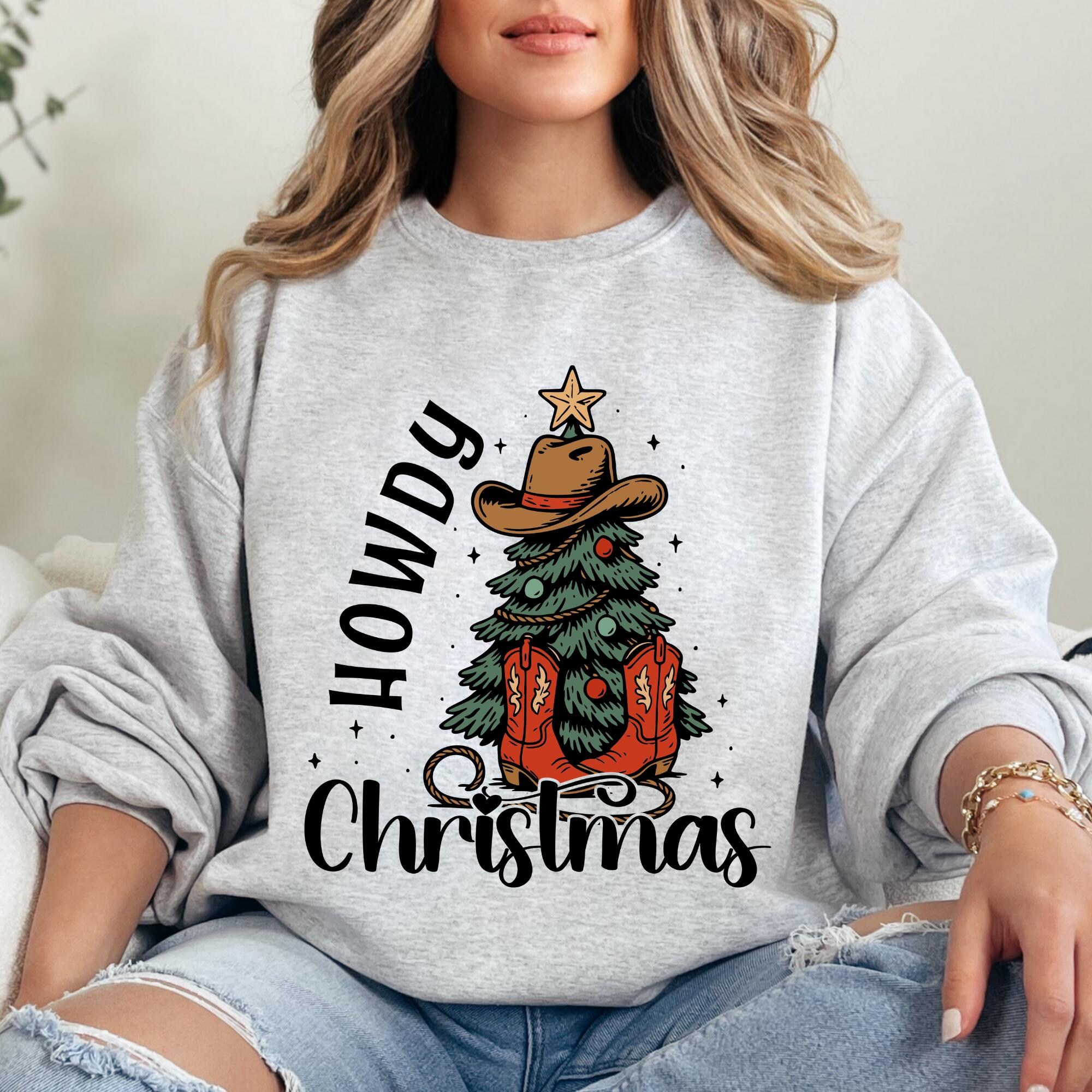 Howdy Christmas Shirt: Western Cowboy Sweatshirt, Rustic Xmas Hoodie, Southern Country Holiday Gift