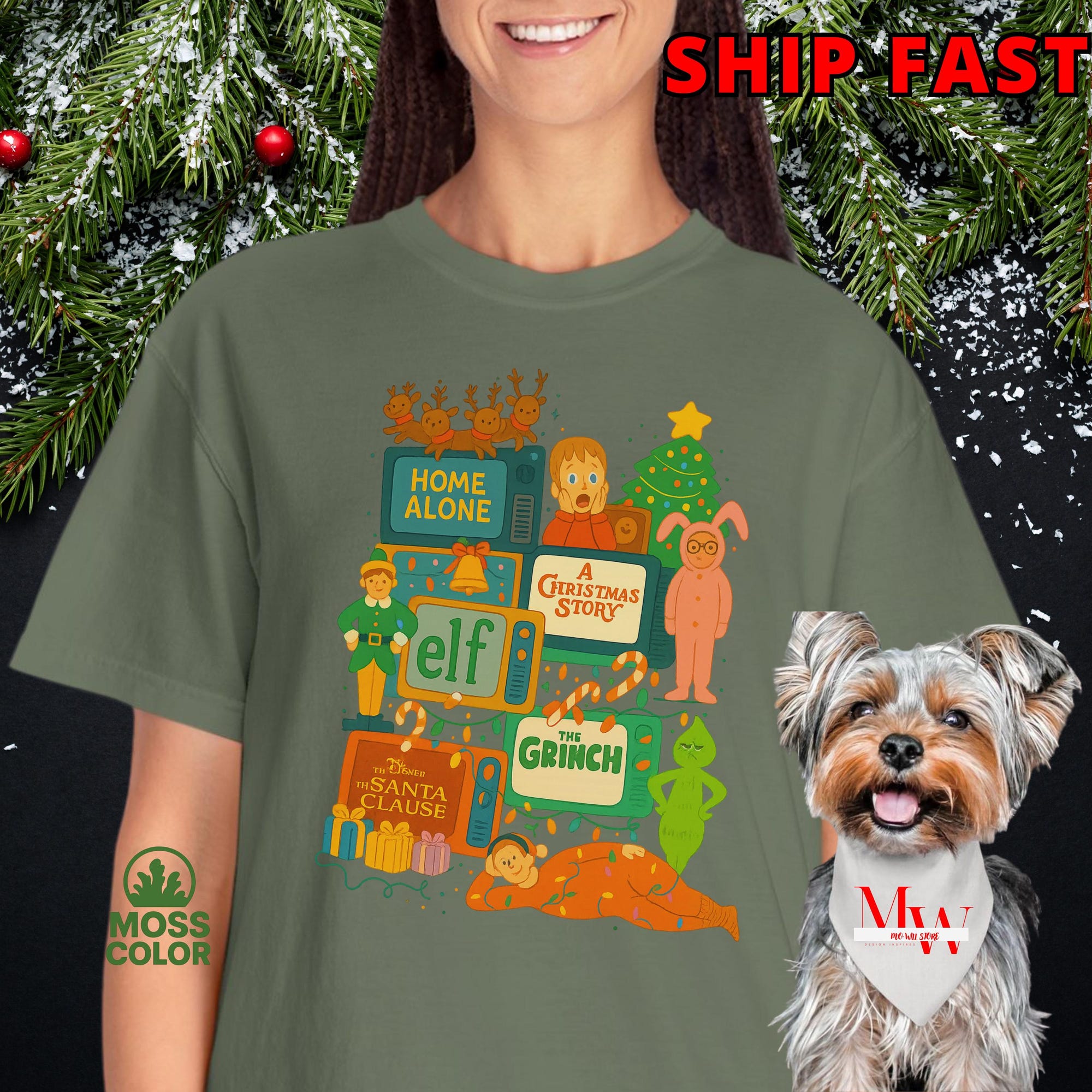 il_2000xN.7293399709_3xcl-1.jpg Comfort Colors ® Christmas Movie Shirt A Christmas Story Santa Clause Sweatshirt Funny Holiday Graphic Tee, Retro Christmas Shirt Bandana