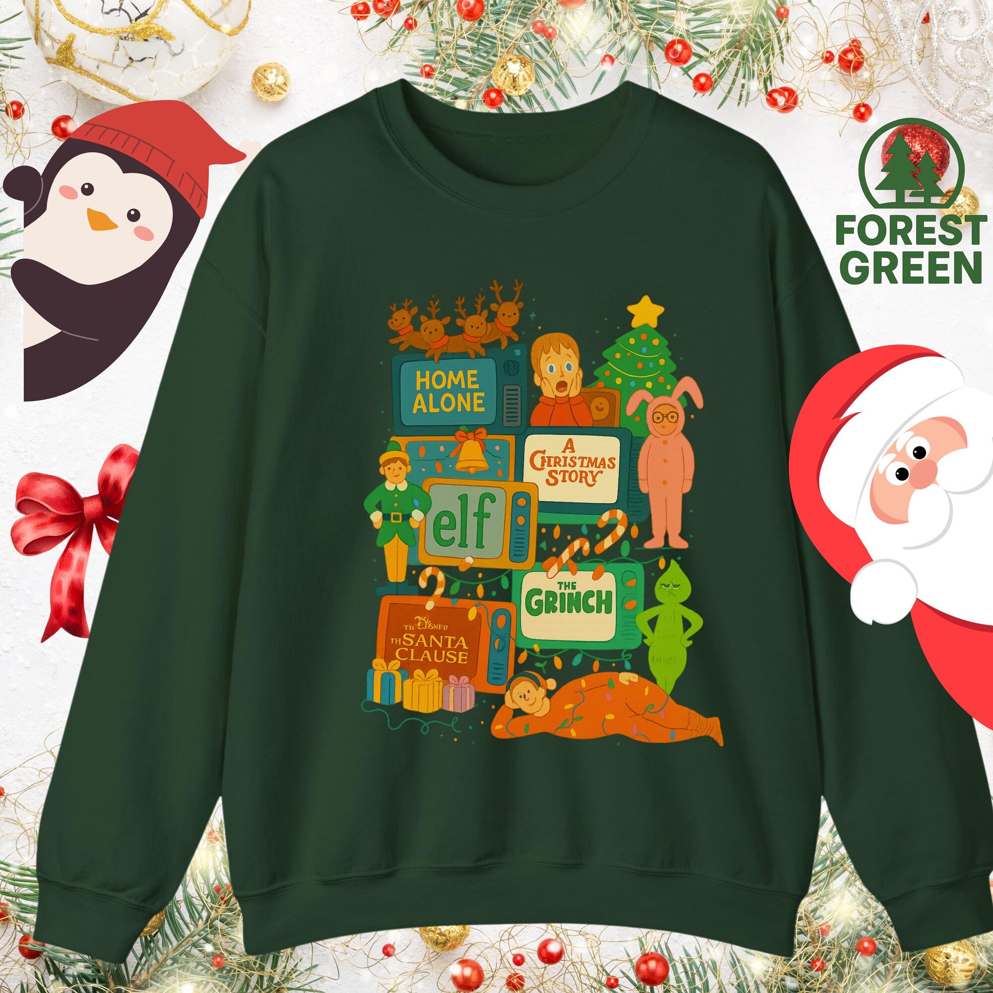 Comfort Colors ® Christmas Movie Shirt A Christmas Story Santa Clause Sweatshirt Funny Holiday Graphic Tee, Retro Christmas Shirt Bandana