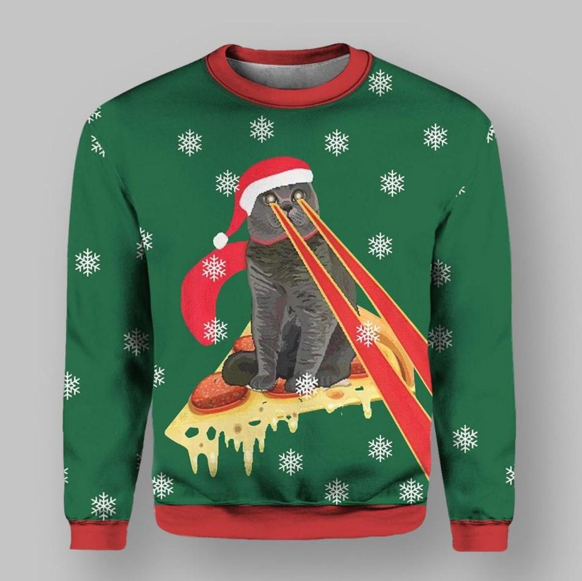 il_2000xN.7293523555_qhfz.jpg Funny Cat Ugly Christmas Sweater, Pizza Slice Laser Eyes Cat Holiday Jumper, Santa Hat Cat Xmas Party Pullover Gift for Men Women