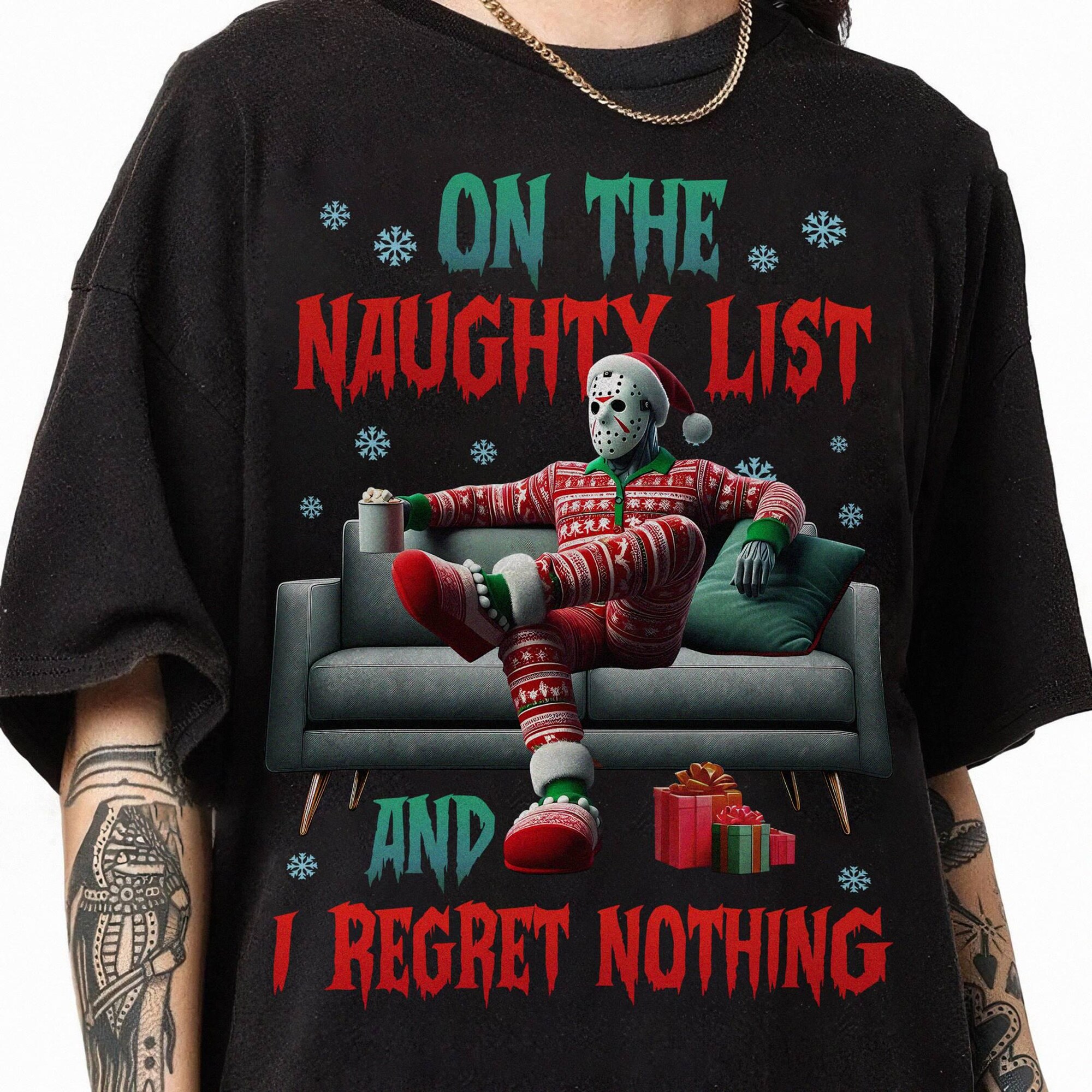 il_2000xN.7294036259_2xtg.jpg On The Naughty List And I Regret Nothing Shirt, Horror Friends Christmas Sweatshirt, Team Naughty Shirt, Christmas Sarcastic Shirt