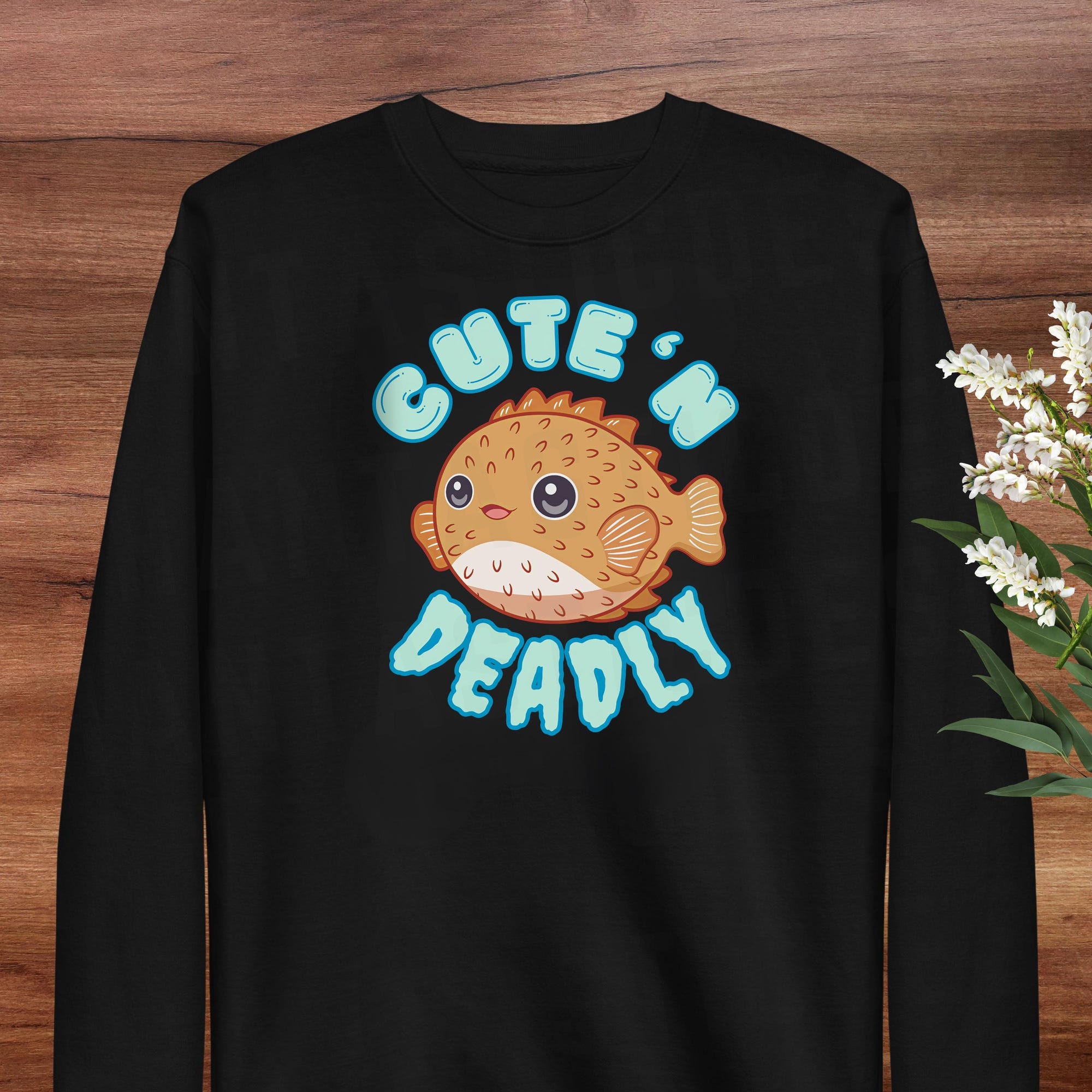 Funny Puffer Fish Sweatshirt Soft Cozy Cute Deadly Kawaii Porcupine Fish Pullover Brain Rot Gift Unhinged Meme Pullover S–3XL