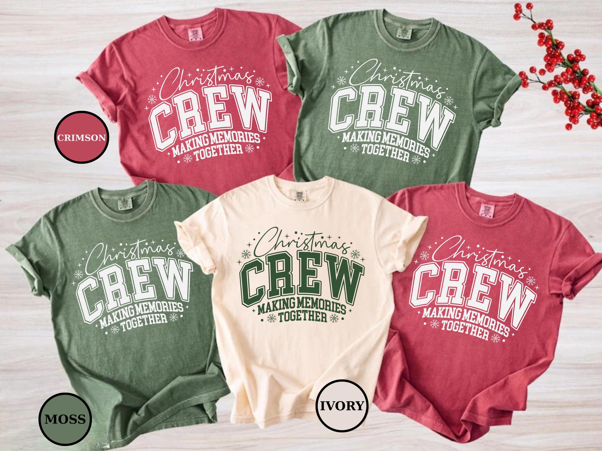Comfort Colors® Christmas Crew Shirts: Family Matching Holiday Tee, Style Xmas Crew Top, Custom Christmas Memory Outfit