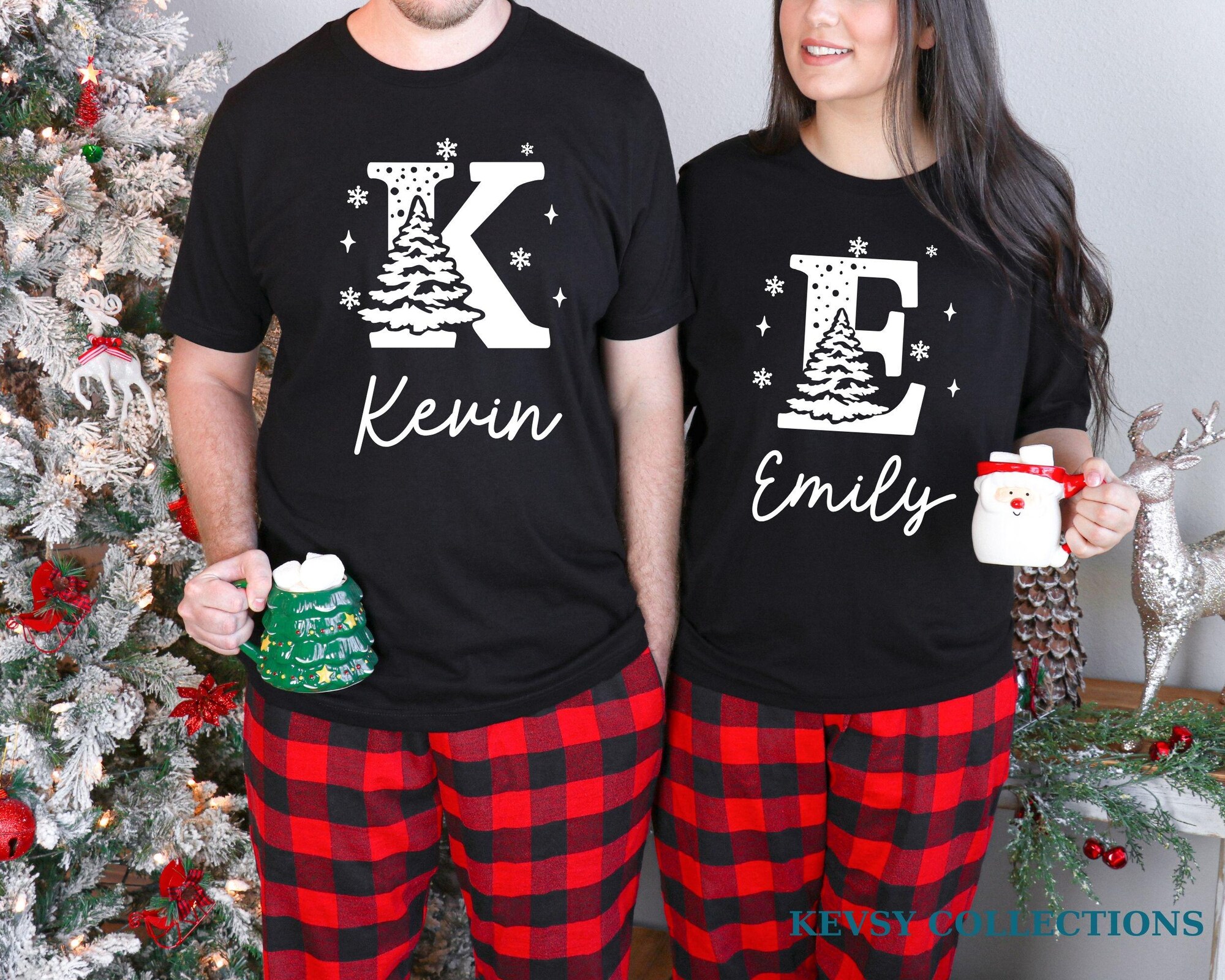 il_2000xN.7295794137_gwnq.jpg Family Christmas Shirt, Christmas Name Custom Shirt, Initial Family Xmas Pjs Christmas Custom Letter Shirt Personalized Christmas Family Tee