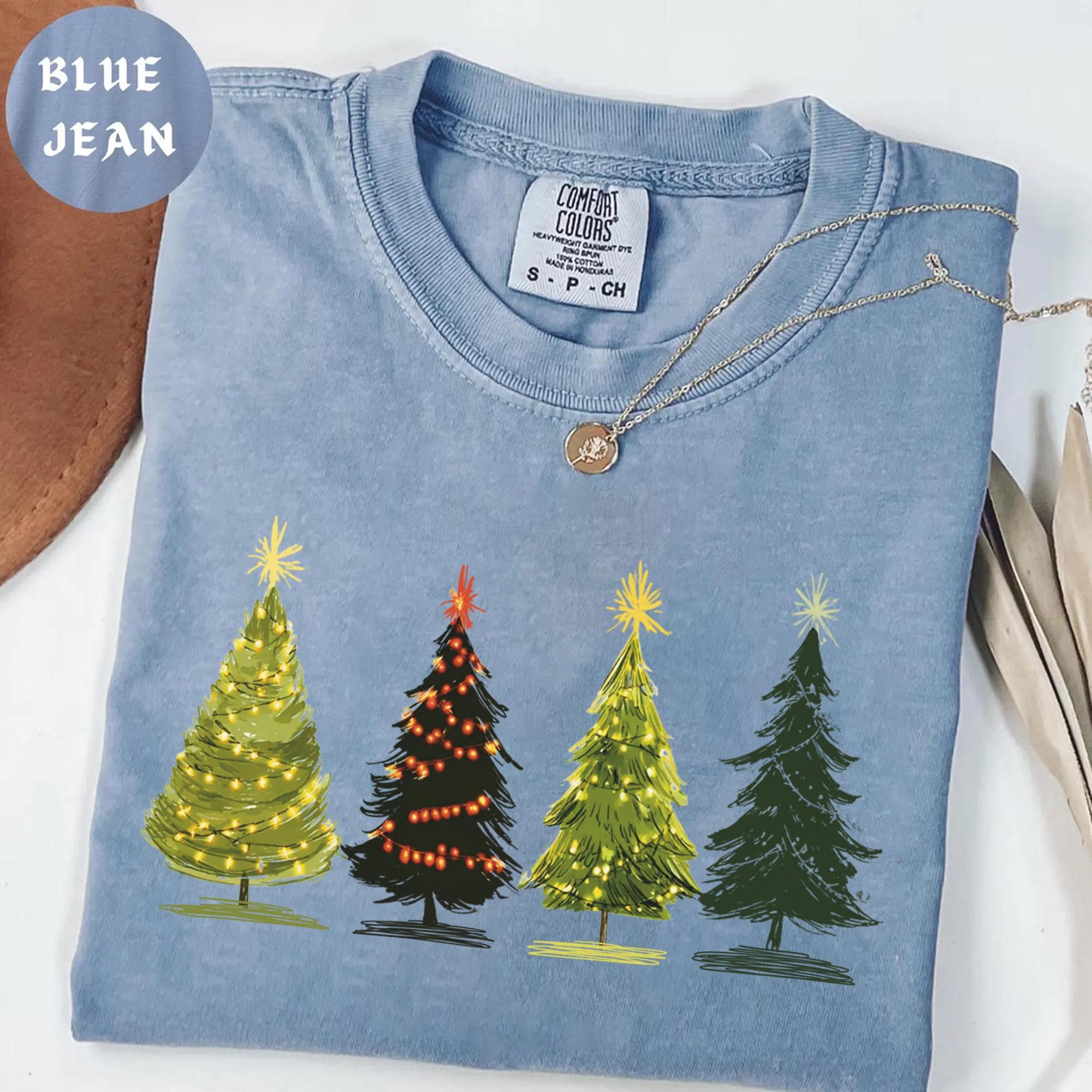 il_2000xN.7297676907_sfc4-20.jpg Comfort Colors® Woman's Holiday Shirt, Women's Xmas Tee, Christmas Sleigh Crewneck, Christmas Tree Tee, Xmas Tree, Women's Christmas Tshirt