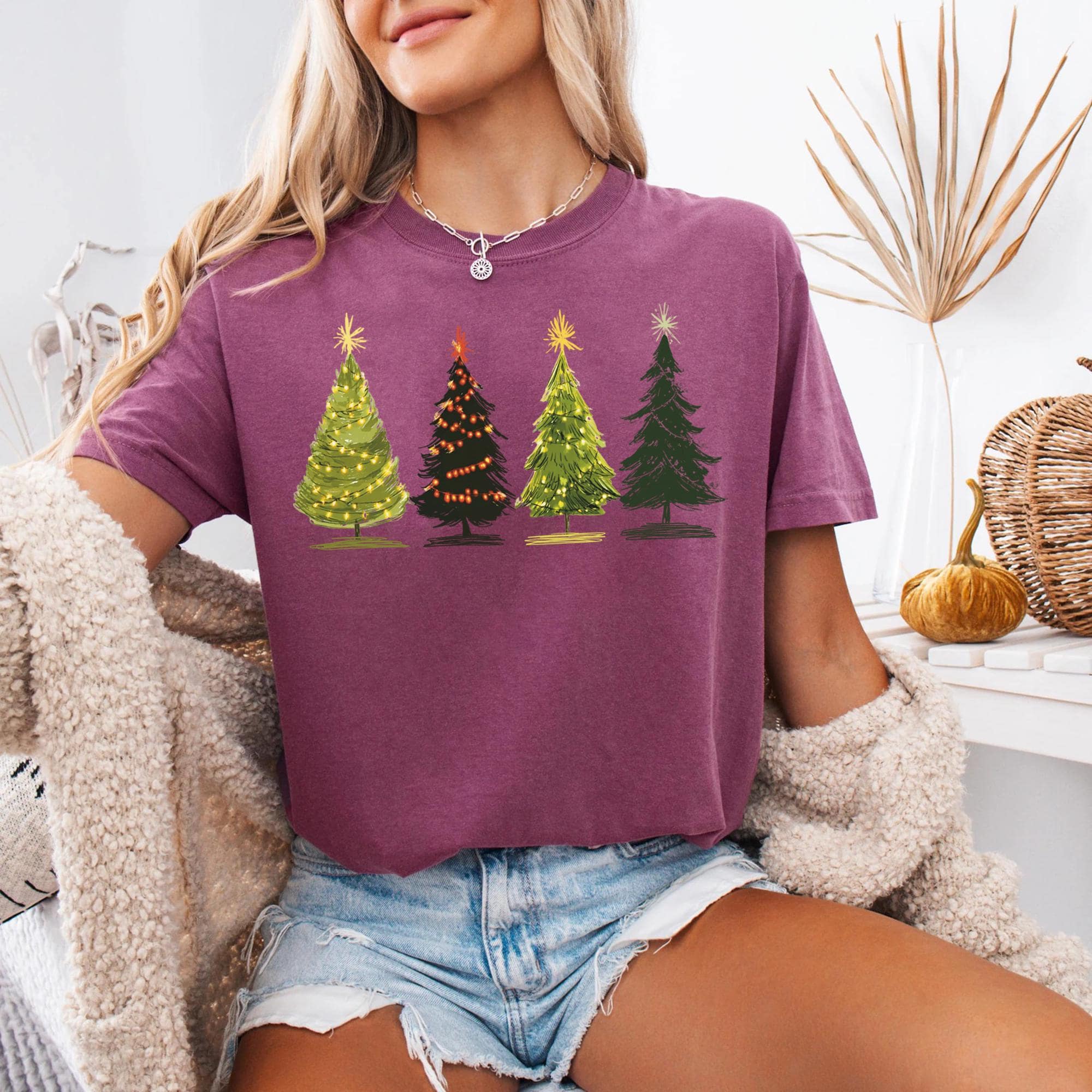 il_2000xN.7297676933_iwwq-20.jpg Comfort Colors® Woman's Holiday Shirt, Women's Xmas Tee, Christmas Sleigh Crewneck, Christmas Tree Tee, Xmas Tree, Women's Christmas Tshirt