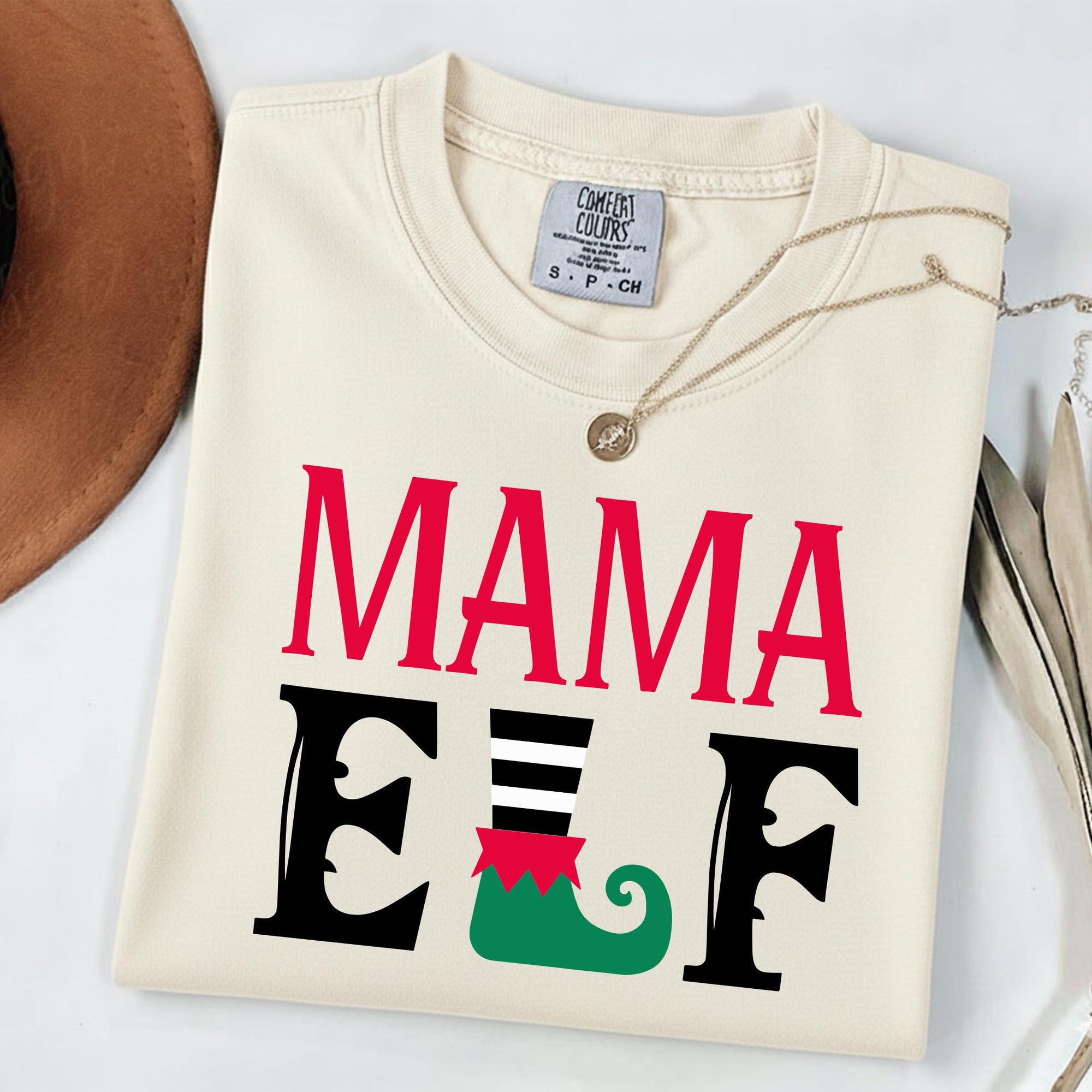 Comfort Colors® Mama Elf Shirt, Christmas Family Matching Elf Shirts, Funny Holiday Pajama Top, Cute Christmas Outfit, Santa’s Helper Tee