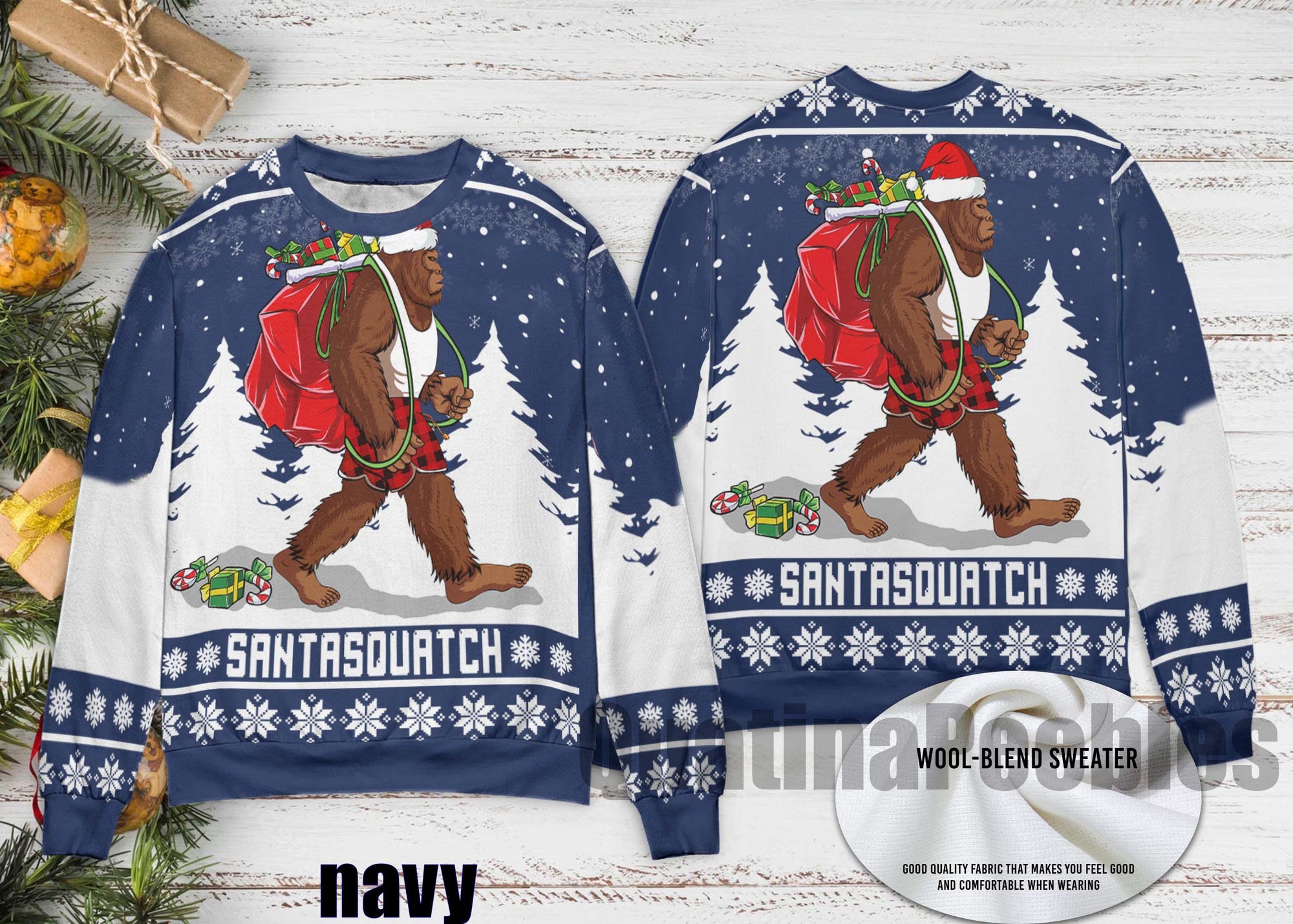 Bigfoot Santasquatch Christmas Sweater, Funny Bigfoot  Holiday Ugly Sweater, Santasquatch Ugly Christmas Sweater, Funny Holiday Party Outfit