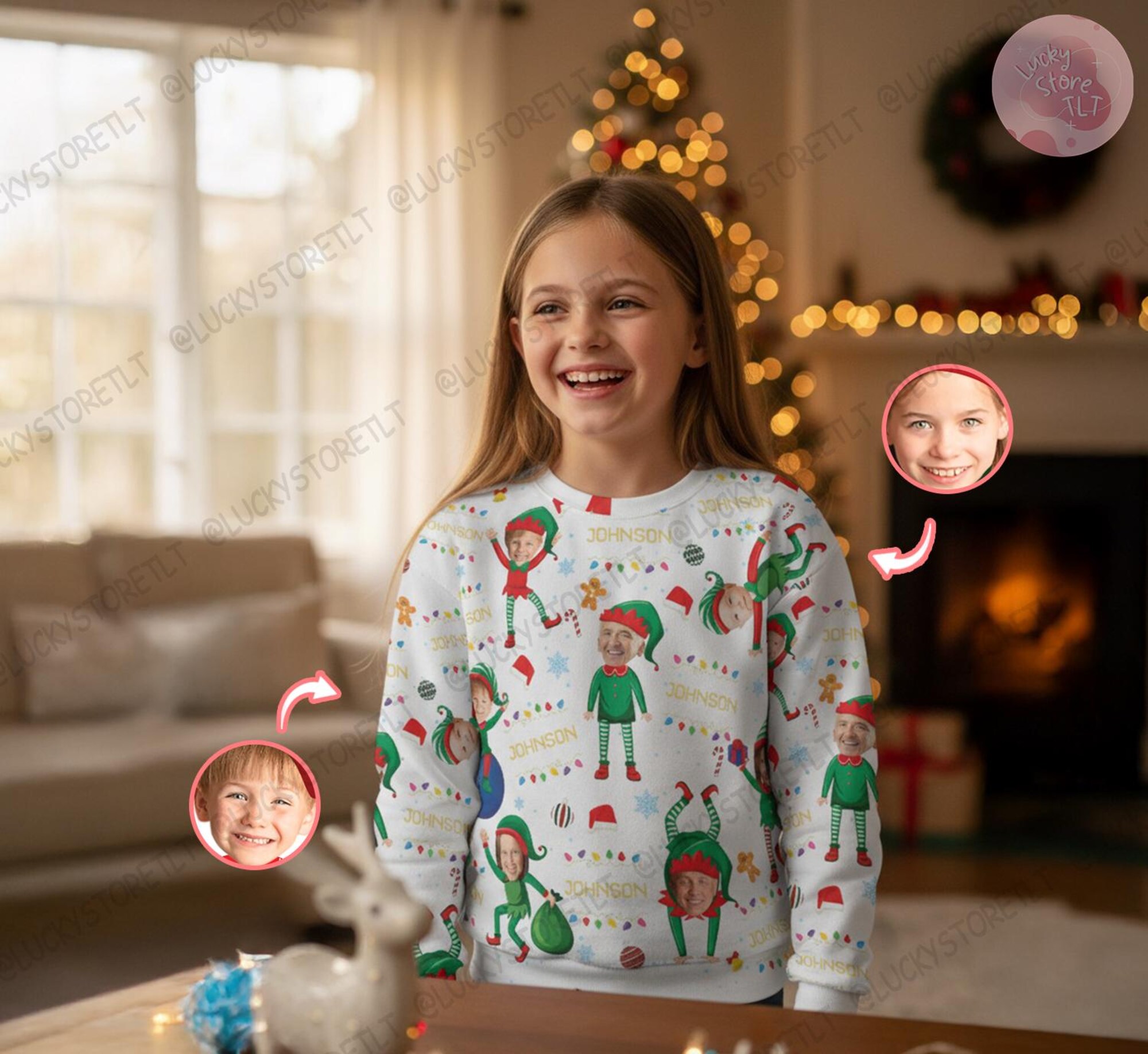 il_2000xN.7300130245_7g54.jpg Personalized Family Elf Christmas Sweater 2025, Matching Holiday Party Outfit for Family and Friends, Custom Photo & Name Ugly Xmas Sweater