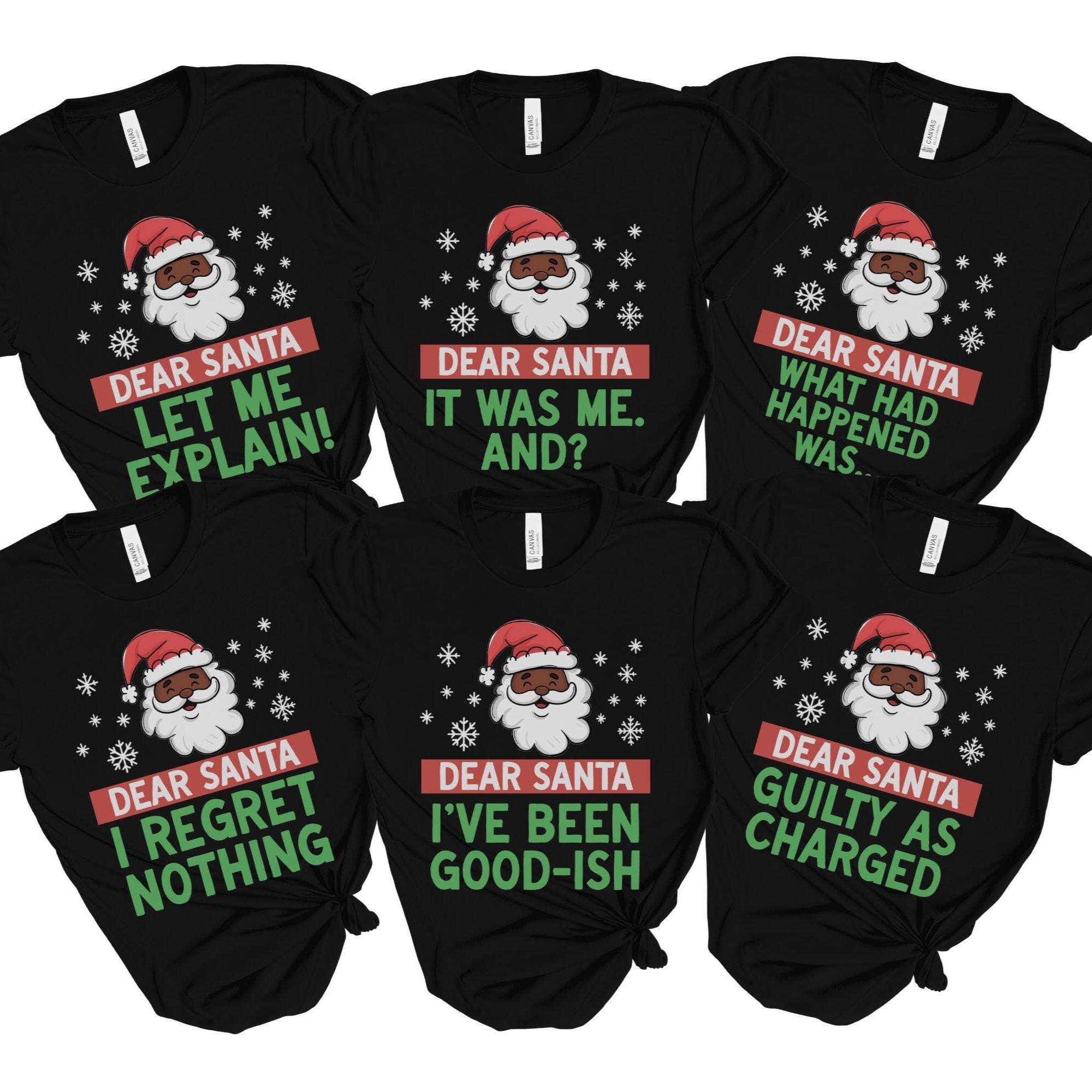 Matching Family Christmas Pajamas, Custom Dear Santa Family Xmas PJs, Black St. Nick Group Holiday Shirt, Personalized Christmas Family Tees