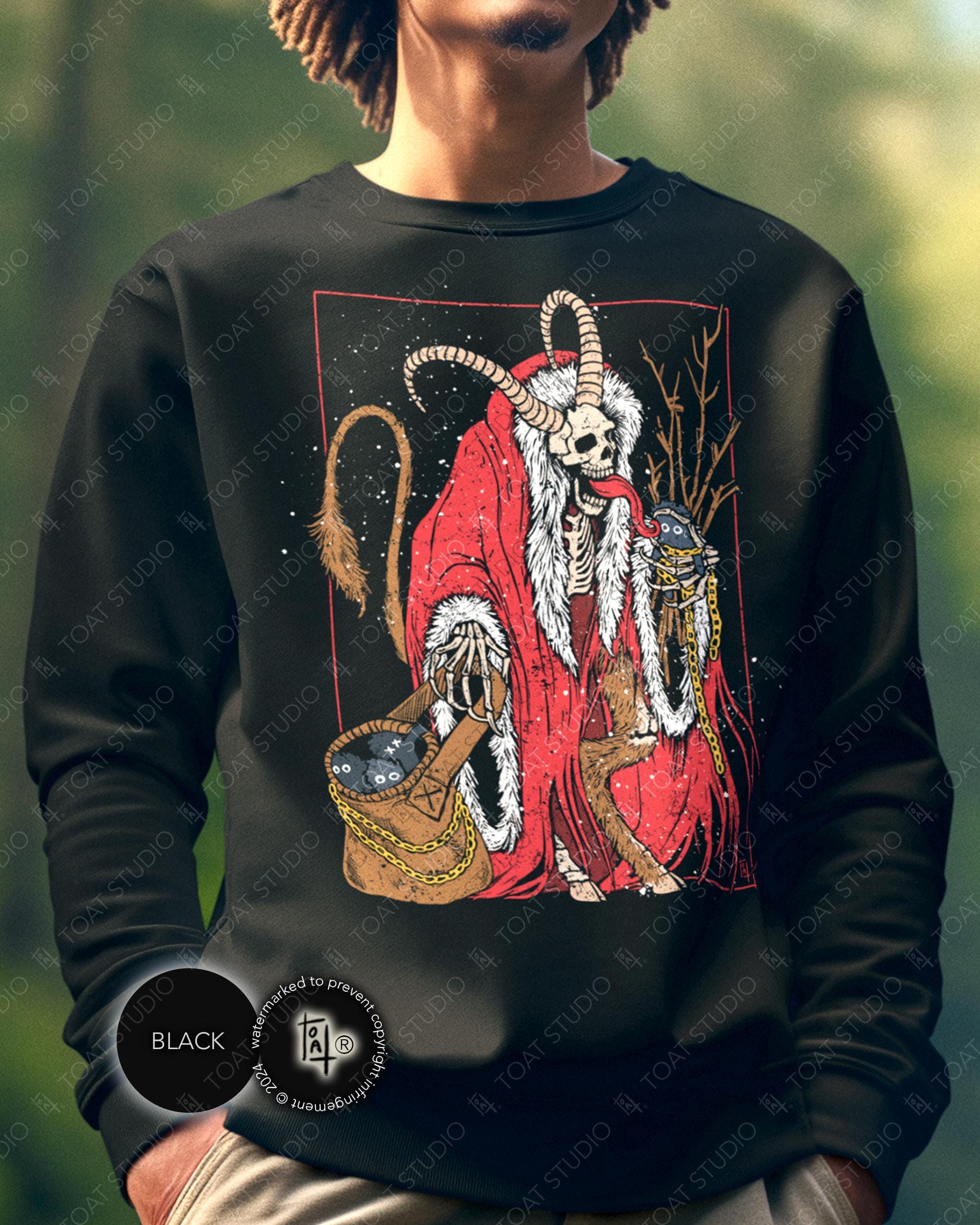 Merry Krampus III Unisex Sweatshirt: Spooky Skeleton Christmas Devil, Gruss Vom Krampus Evil Santa
