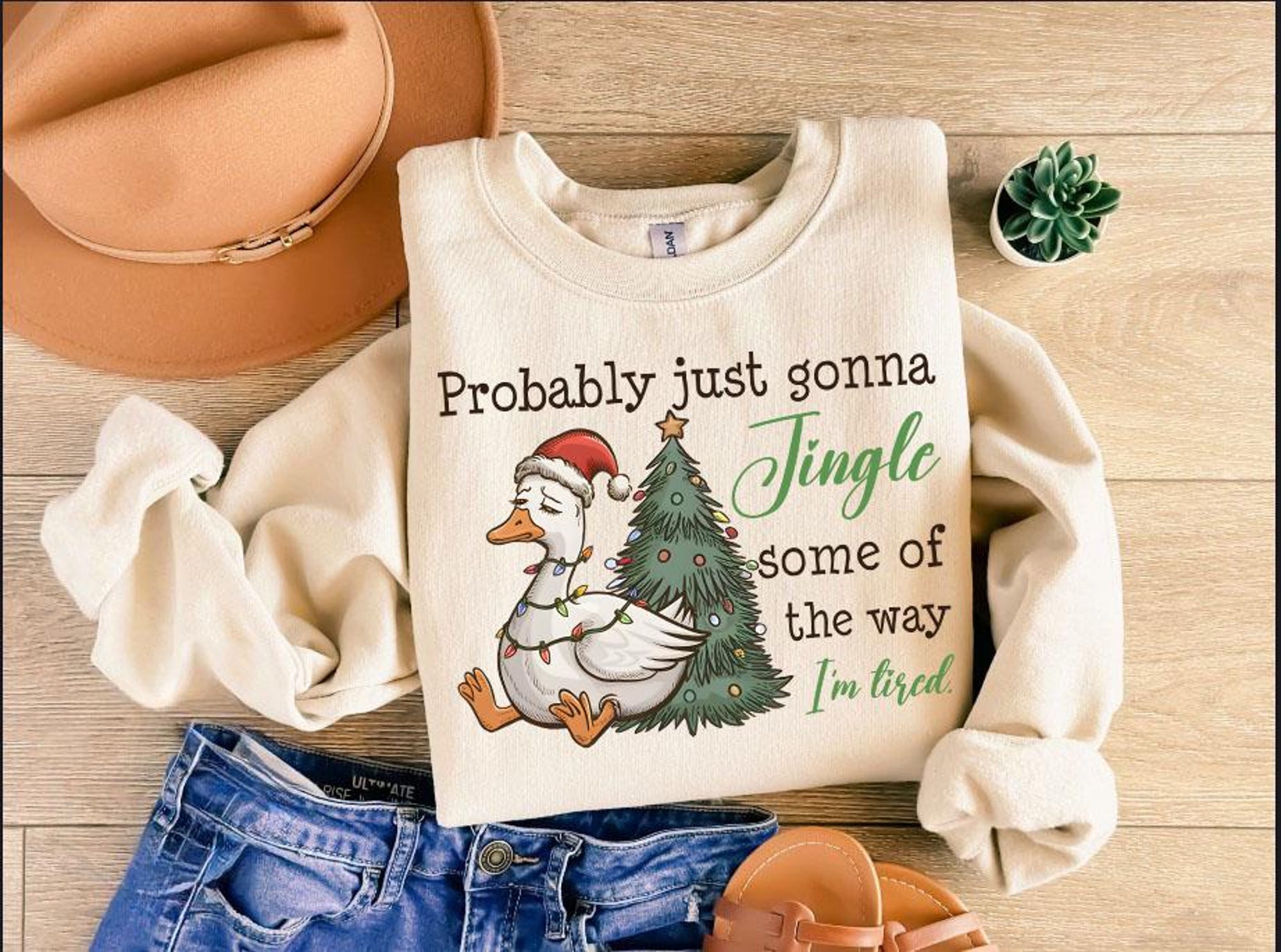 il_2000xN.7302061715_hzpz-1.jpg Probably Just Gonna Jingle Some Of The Way I'm Tired Christmas Sweatshirt, Funny Holiday tShirt, Christmas Jingle Song Shirt, Xmas Tee Gift