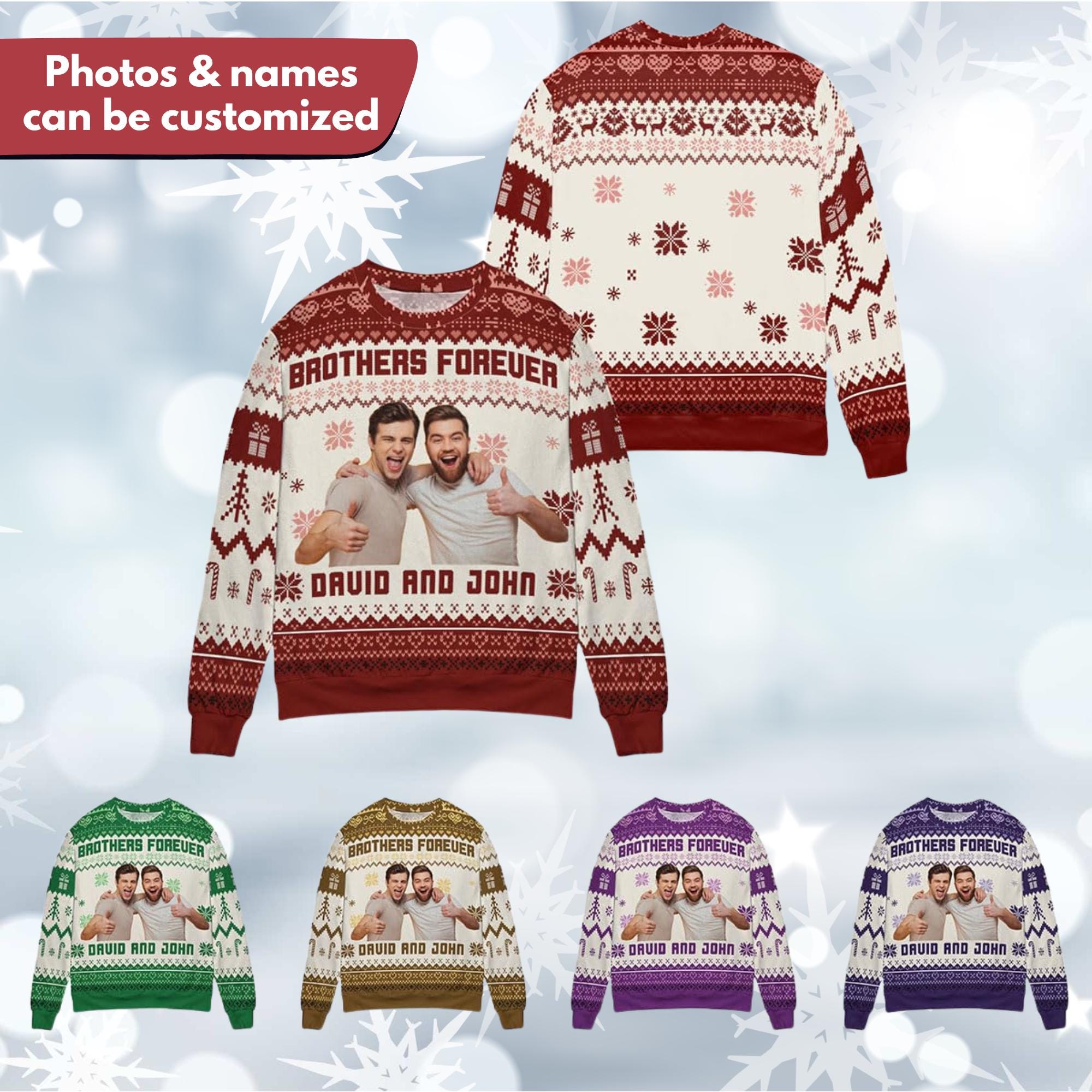 Personalized Ugly Christmas Sweater: Custom Face & Name Holiday Pullover