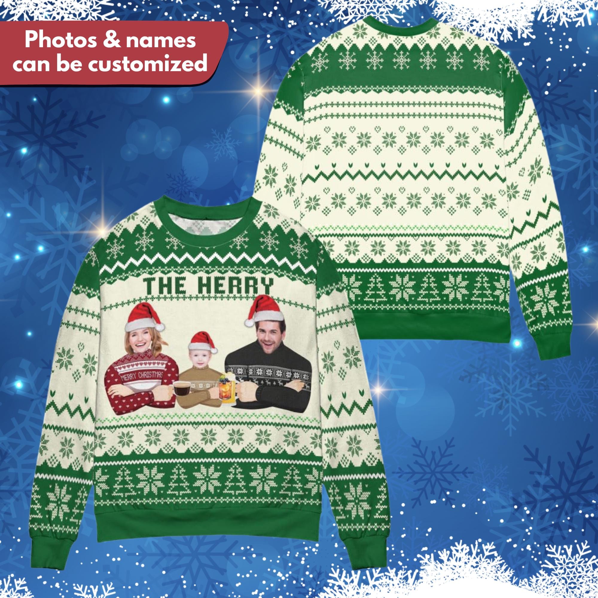 Personalized Ugly Christmas Sweater: Custom Face Holiday Pullover