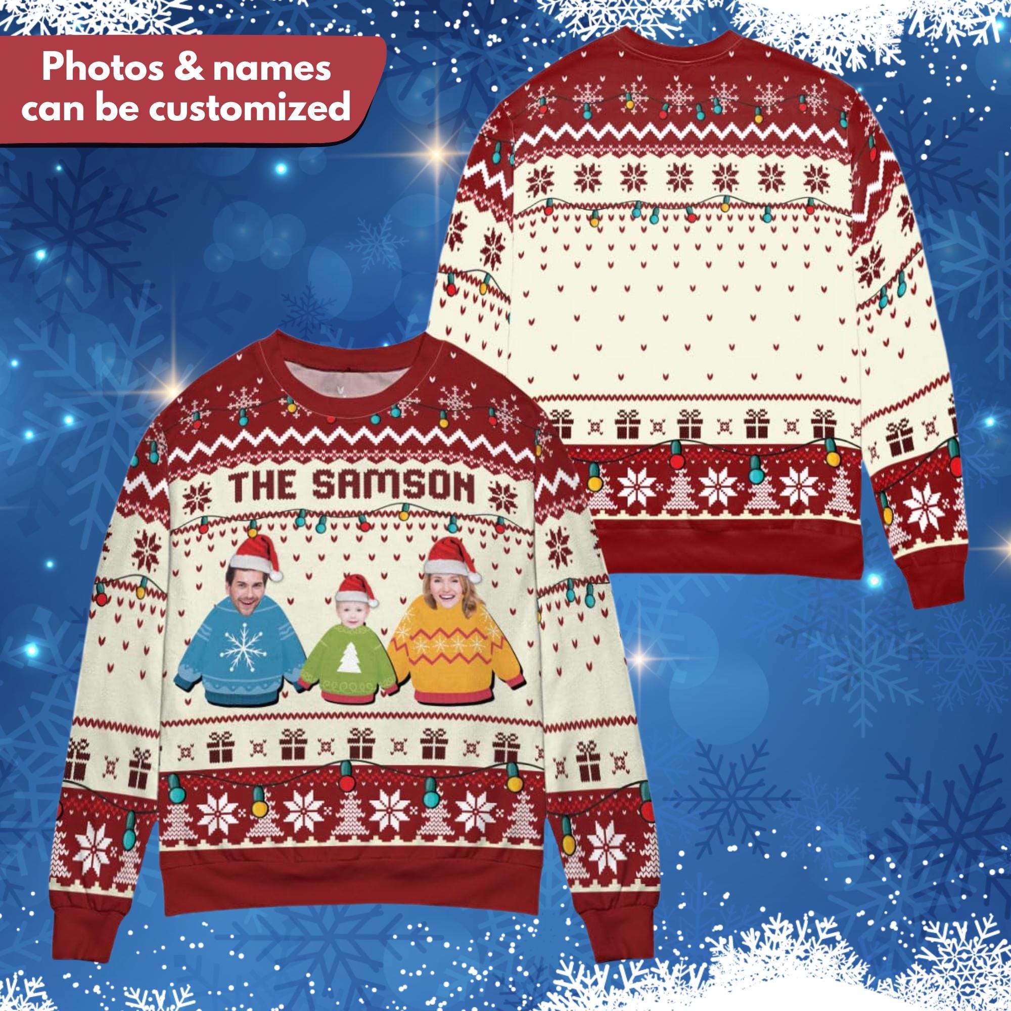 Personalized Ugly Christmas Sweater: Custom Face Holiday Pullover