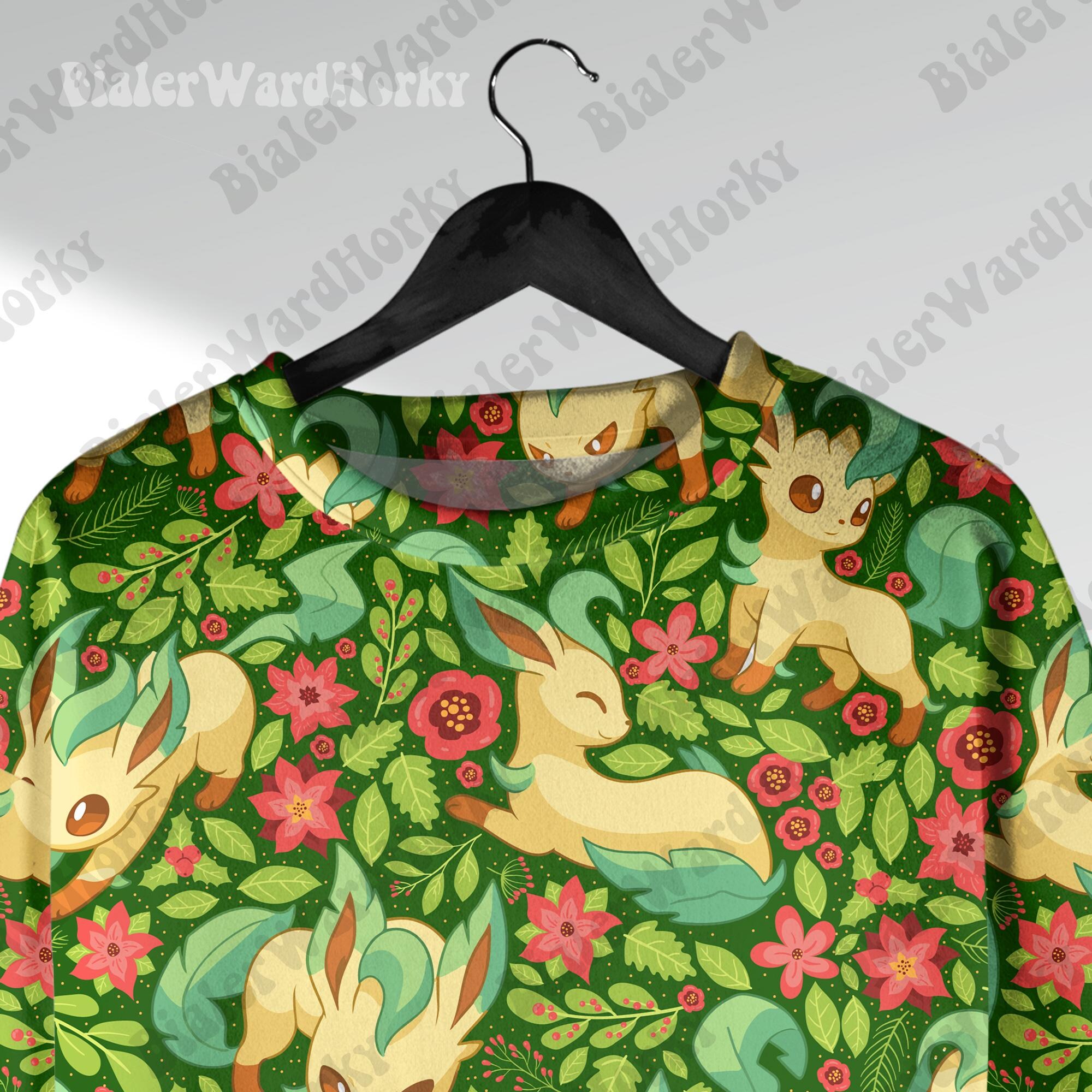 il_2000xN.7302978973_i9ia-3.jpg Leafeon Hoodie Sweatshirt: Grass Type Anime Pullover Sweatshirt Japanese Streetwear - Comfortable Anime Fan Apparel Gifts